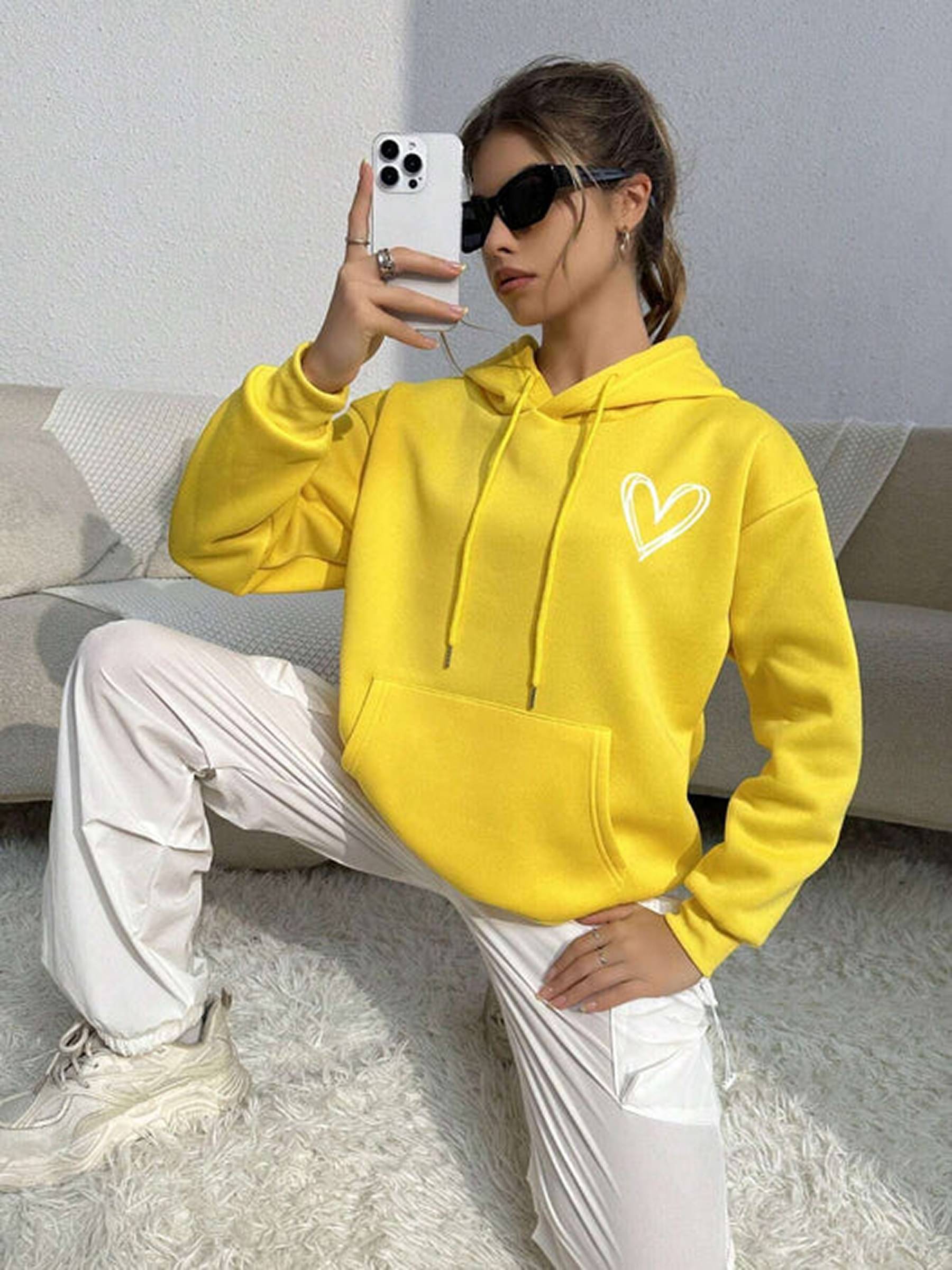    			HELL BOUND Cotton - Fleece Women's Hooded Sweatshirt ( Yellow )