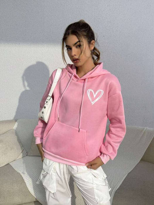 HELL BOUND Cotton - Fleece Women's Hooded Sweatshirt ( Pink ) HELL BOUND Cotton - Fleece Women's Hooded Sweatshirt ( Pink )