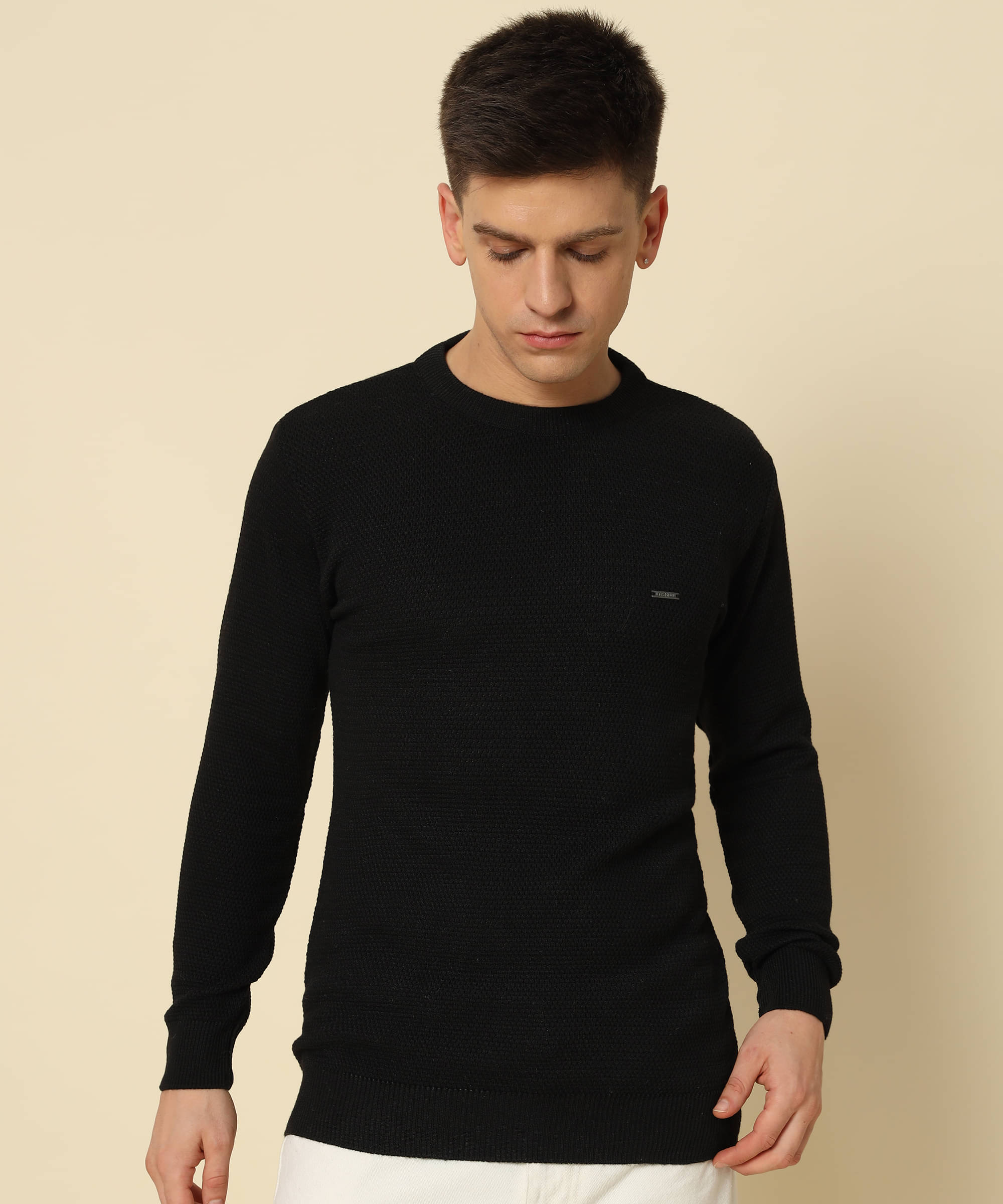 HELL BOUND Woollen Round Neck Men's Full Sleeves Pullover Sweater - Black ( Pack of 1 ) HELL BOUND Woollen Round Neck Men's Full Sleeves Pullover Sweater - Black ( Pack of 1 )
