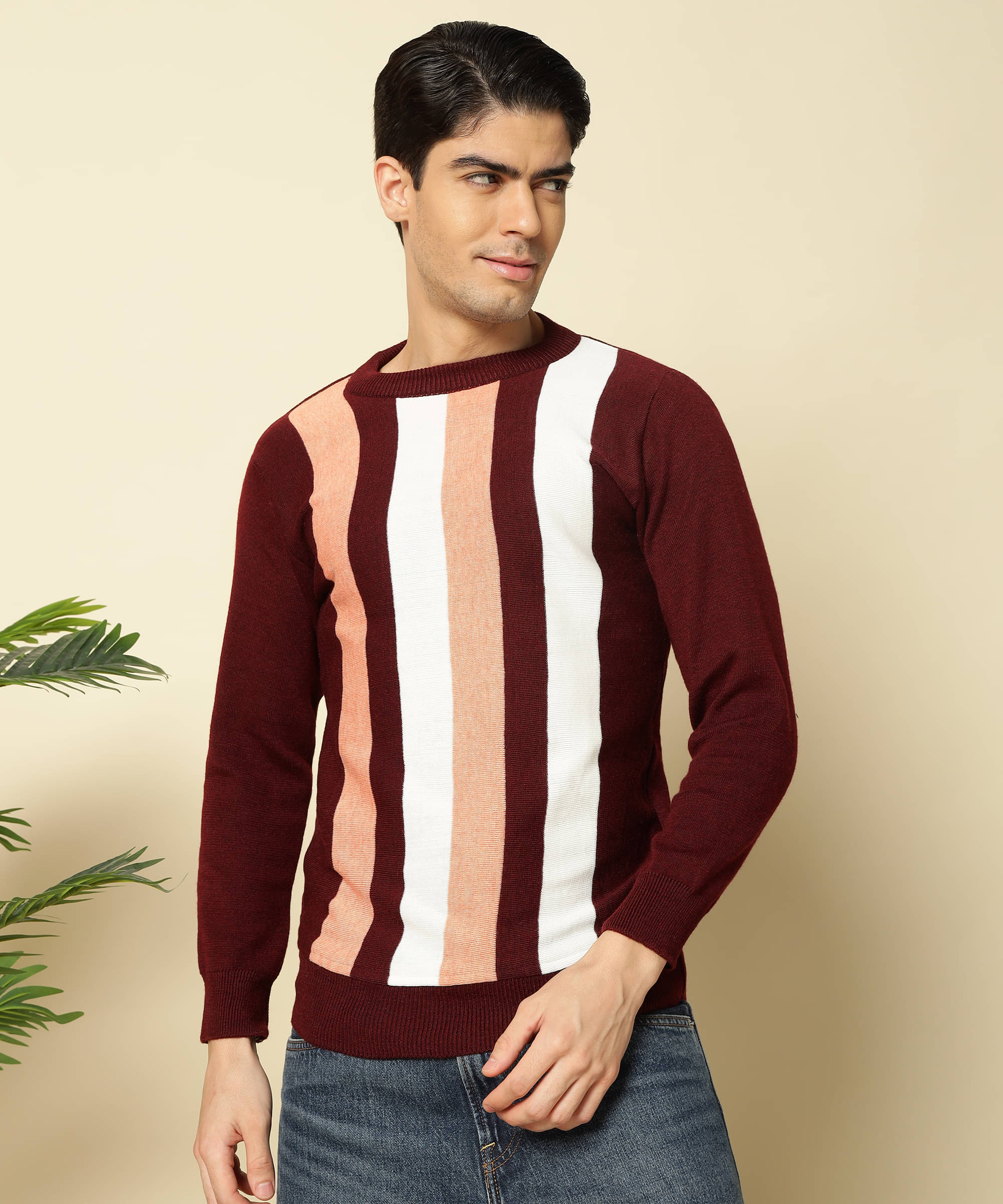     			HELL BOUND Woollen Round Neck Men's Full Sleeves Pullover Sweater - Maroon ( Pack of 1 )