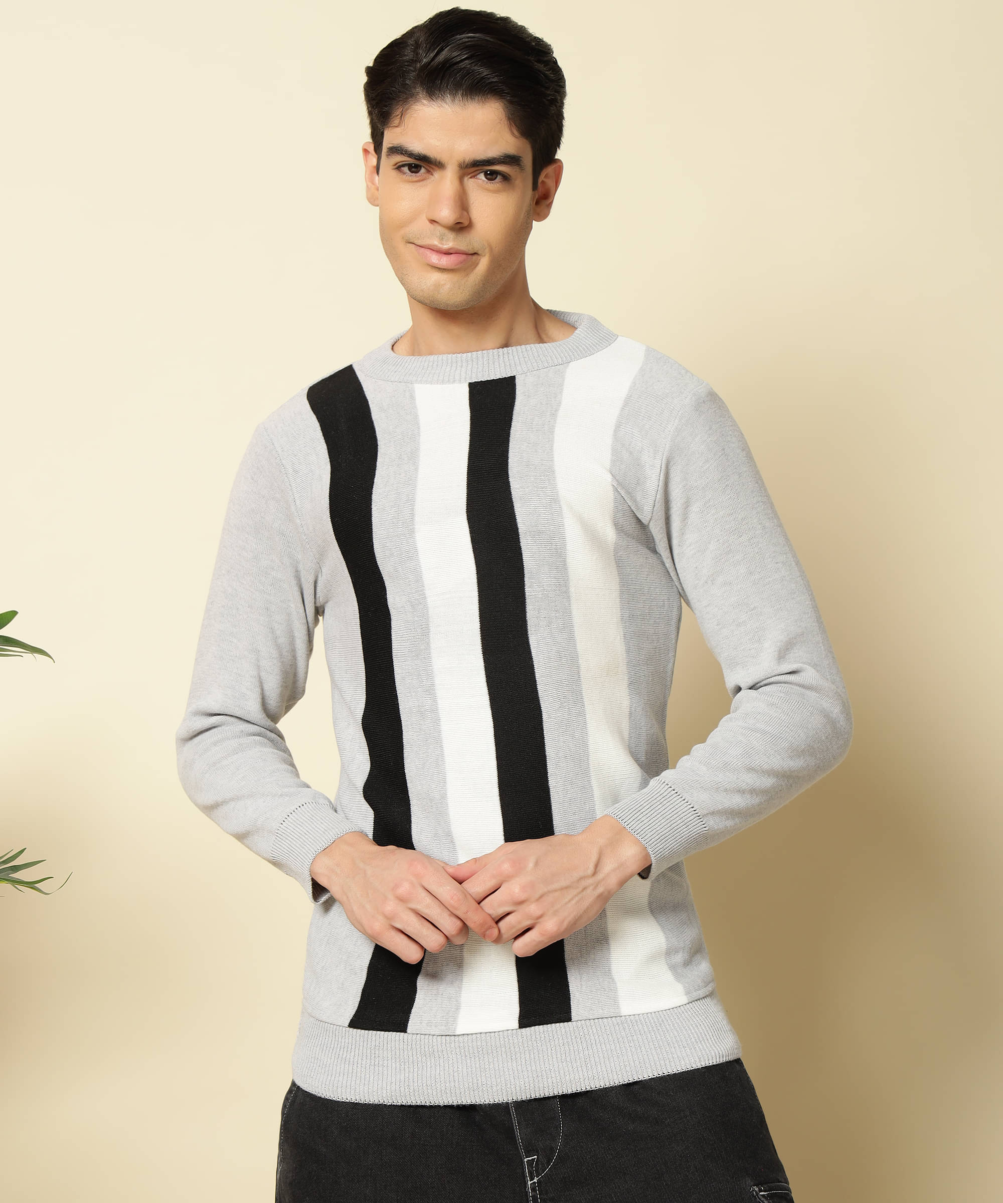     			HELL BOUND Woollen Round Neck Men's Full Sleeves Pullover Sweater - Grey ( Pack of 1 )