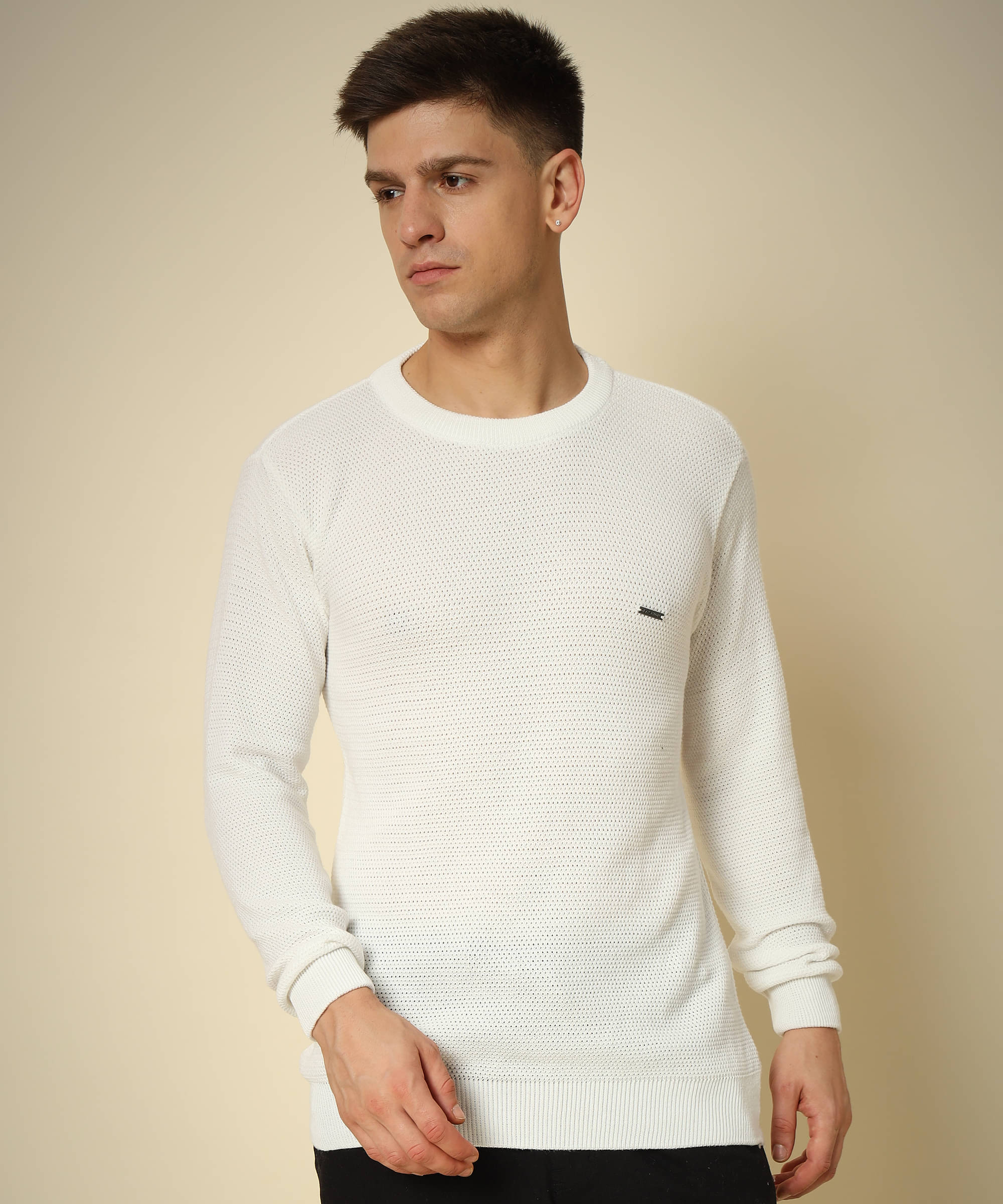 HELL BOUND Woollen Round Neck Men's Full Sleeves Pullover Sweater - White ( Pack of 1 ) HELL BOUND Woollen Round Neck Men's Full Sleeves Pullover Sweater - White ( Pack of 1 )