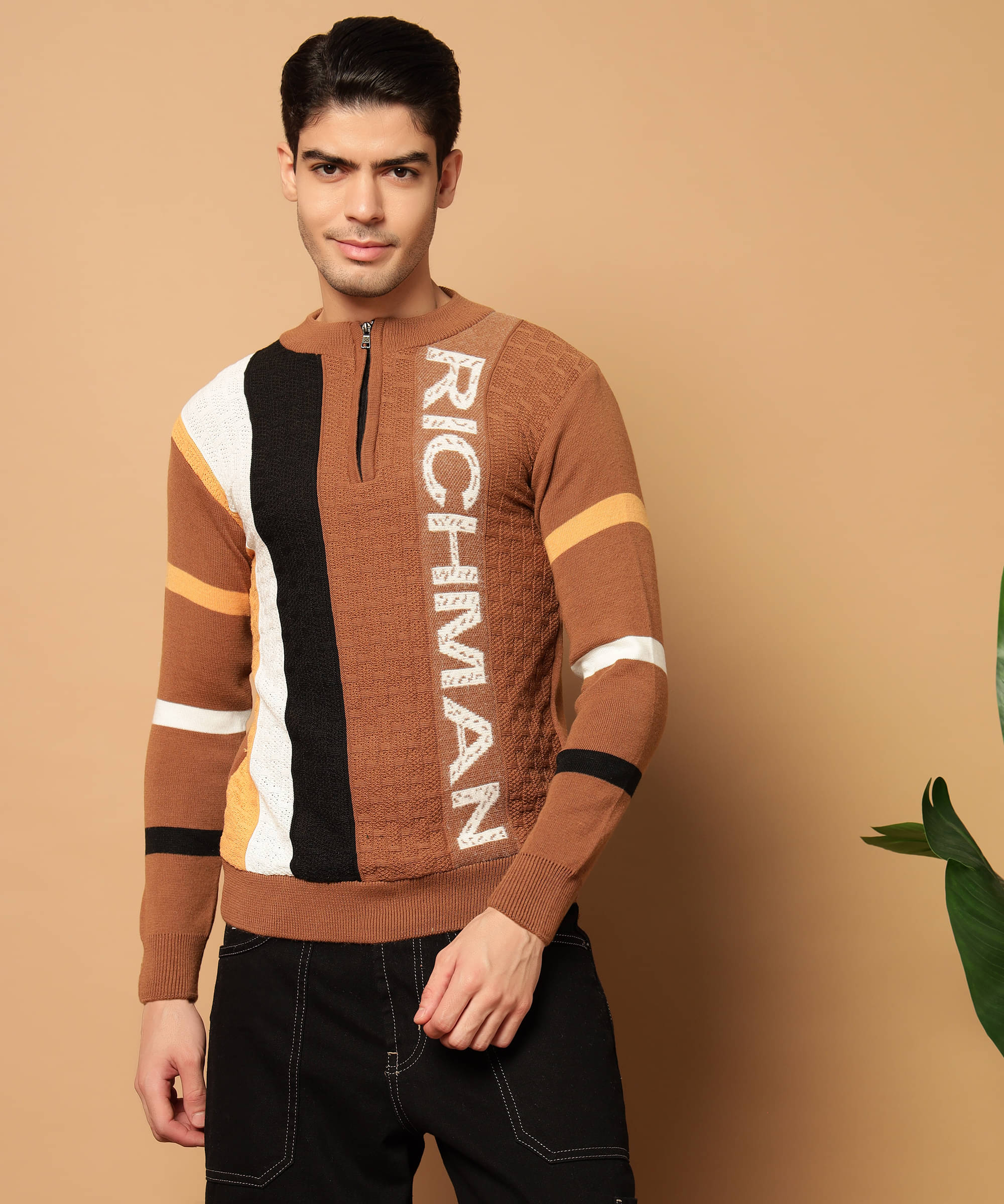     			HELL BOUND Woollen Round Neck Men's Full Sleeves Pullover Sweater - Rust ( Pack of 1 )