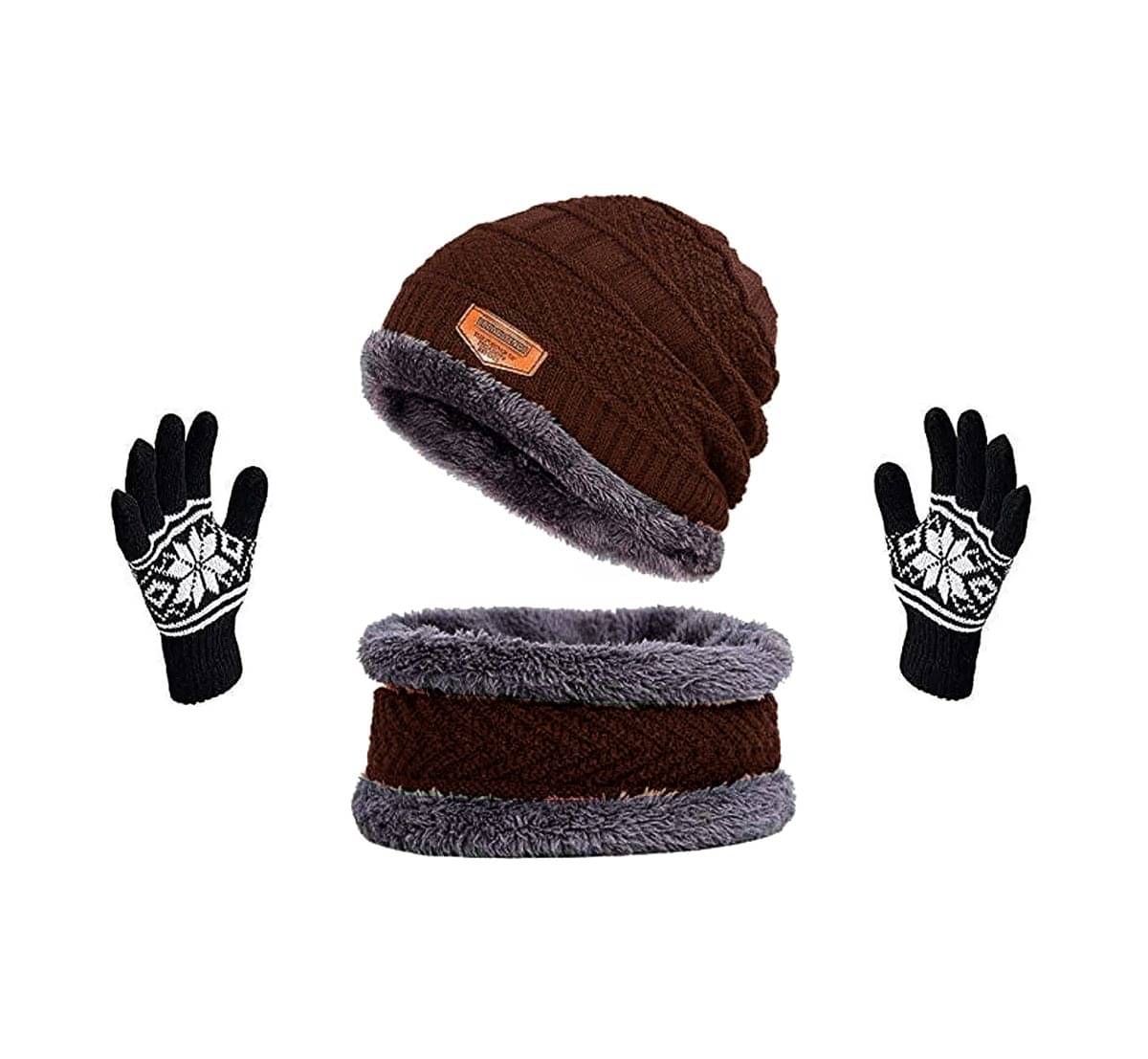     			Infispace Pack of 2 Woollen Men's Cap ( Brown )