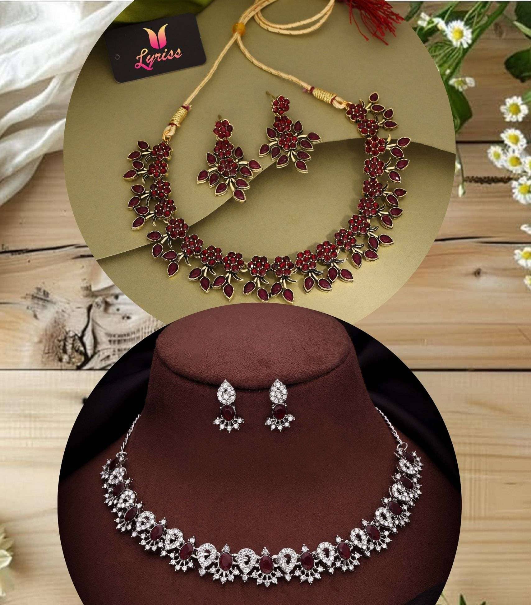 Lyriss Multicolor Brass Necklace Set ( Pack of 2 )