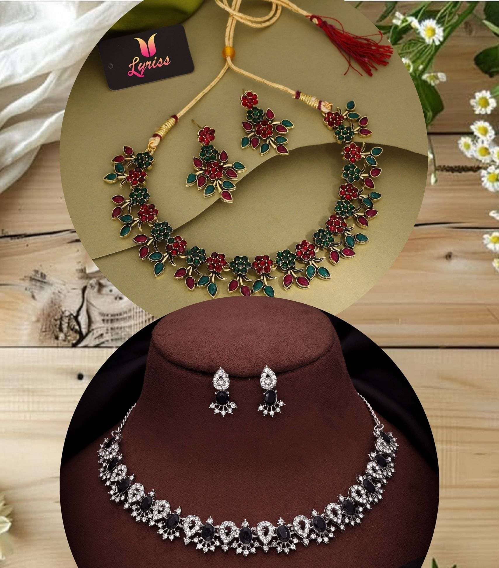 Lyriss Multicolor Brass Necklace Set ( Pack of 2 )