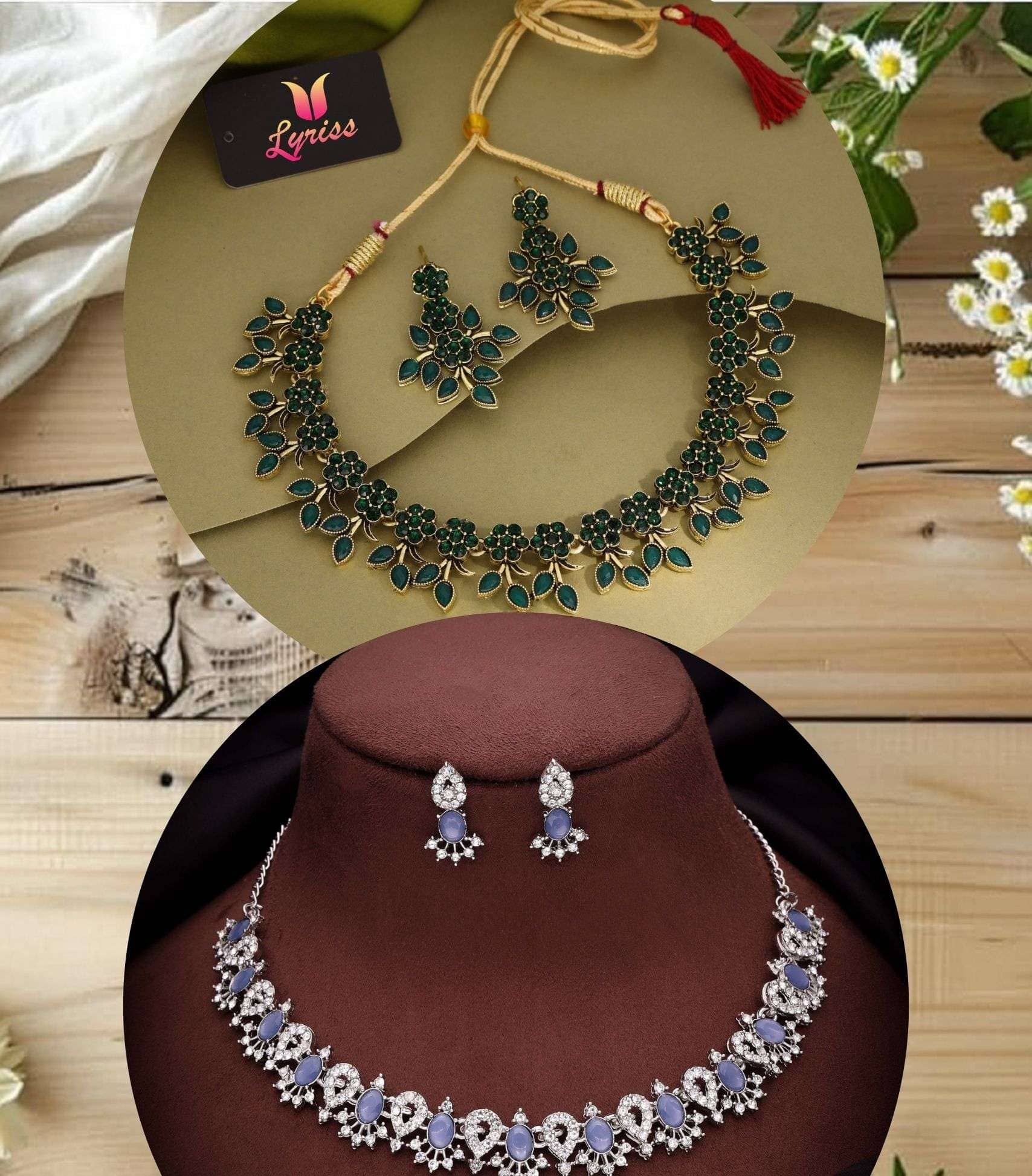 Lyriss Multicolor Brass Necklace Set ( Pack of 2 )