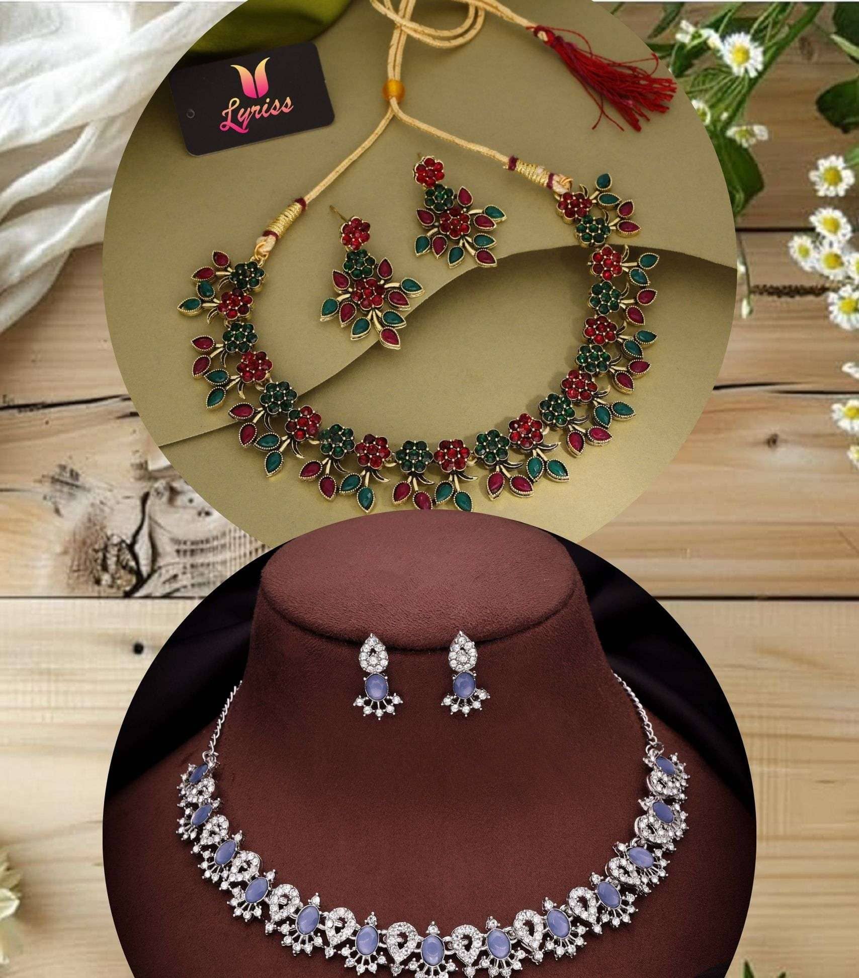 Lyriss Multicolor Brass Necklace Set ( Pack of 2 )