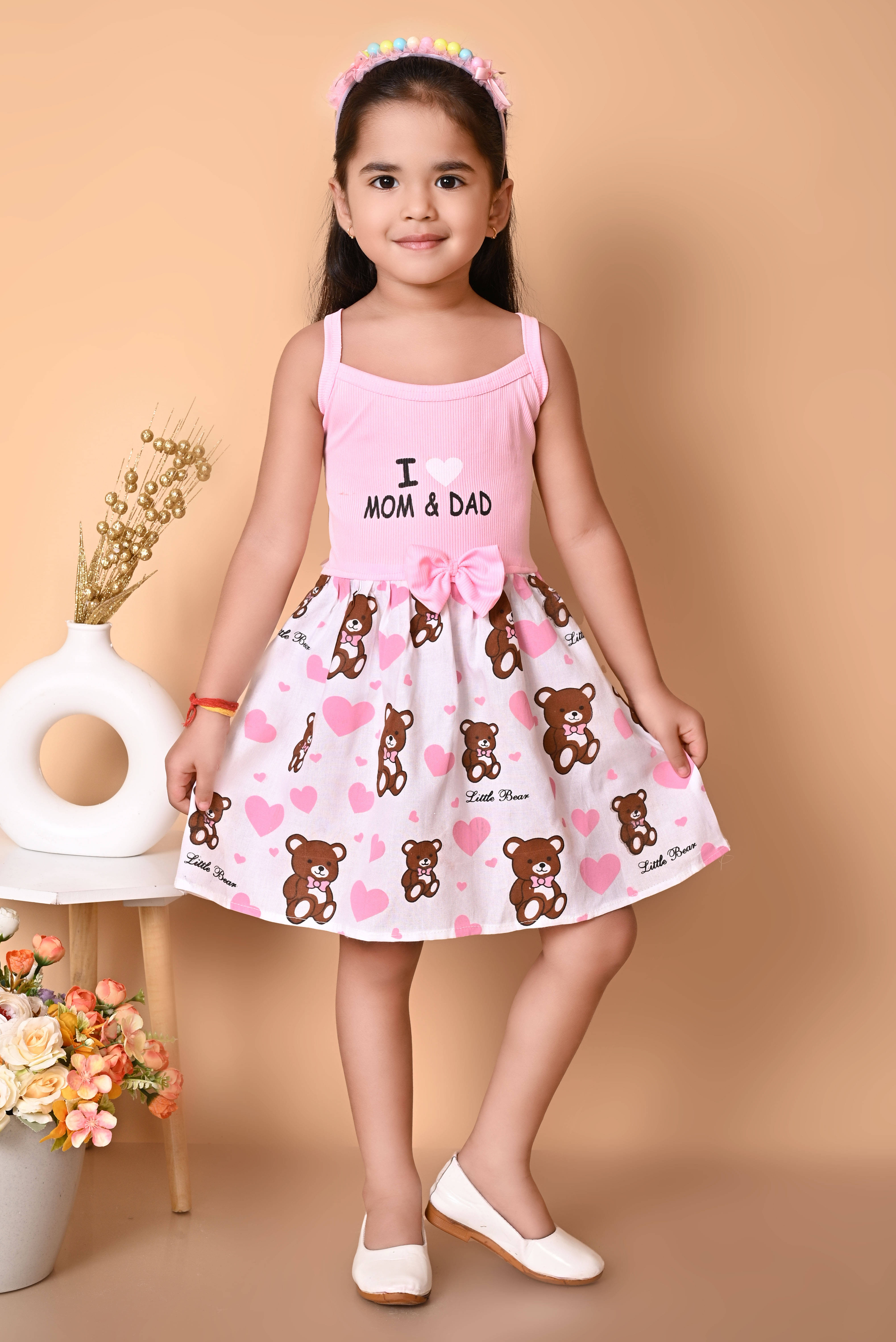 MAXZEN Cotton Blend A-line Dress For Girls ( Pack of 1 , Pink ) MAXZEN Cotton Blend A-line Dress For Girls ( Pack of 1 , Pink )