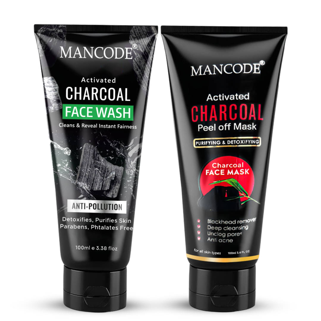     			Mancode Activated Charcoal Face Wash & Charcoal Peel-Off Mask Combo , 100ml Each (Pack of 1 of 2)