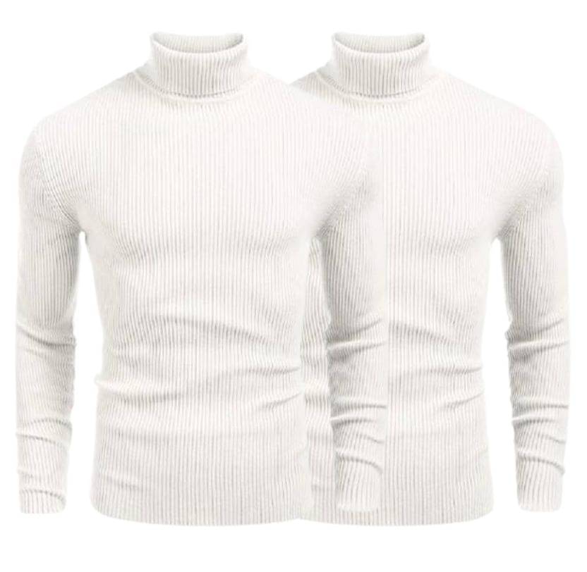     			OLENE Woollen Blend High Neck Men's Full Sleeves Pullover Sweater - White ( Pack of 2 )