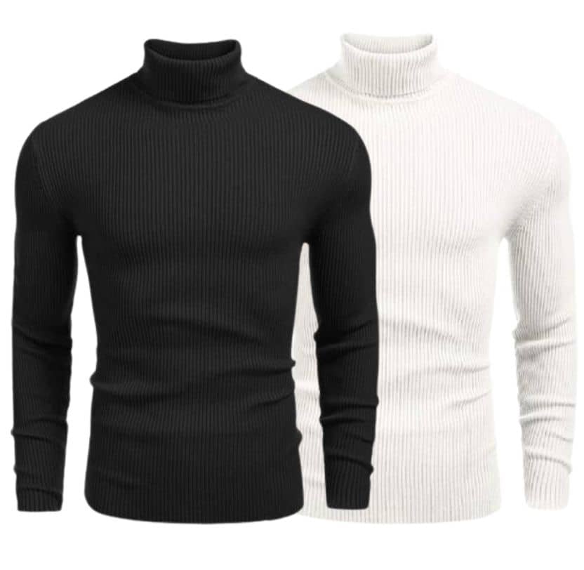OLENE Woollen Blend High Neck Men's Full Sleeves Pullover Sweater - Black ( Pack of 2 )