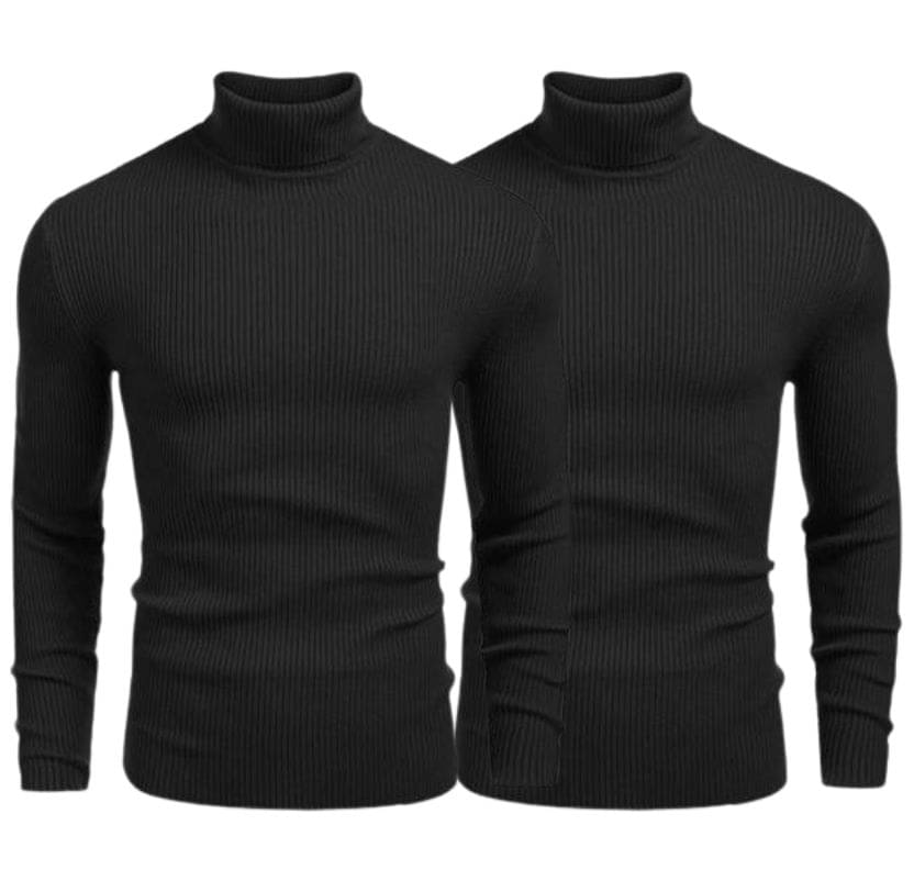    			OLENE Woollen Blend High Neck Men's Full Sleeves Pullover Sweater - Black ( Pack of 2 )