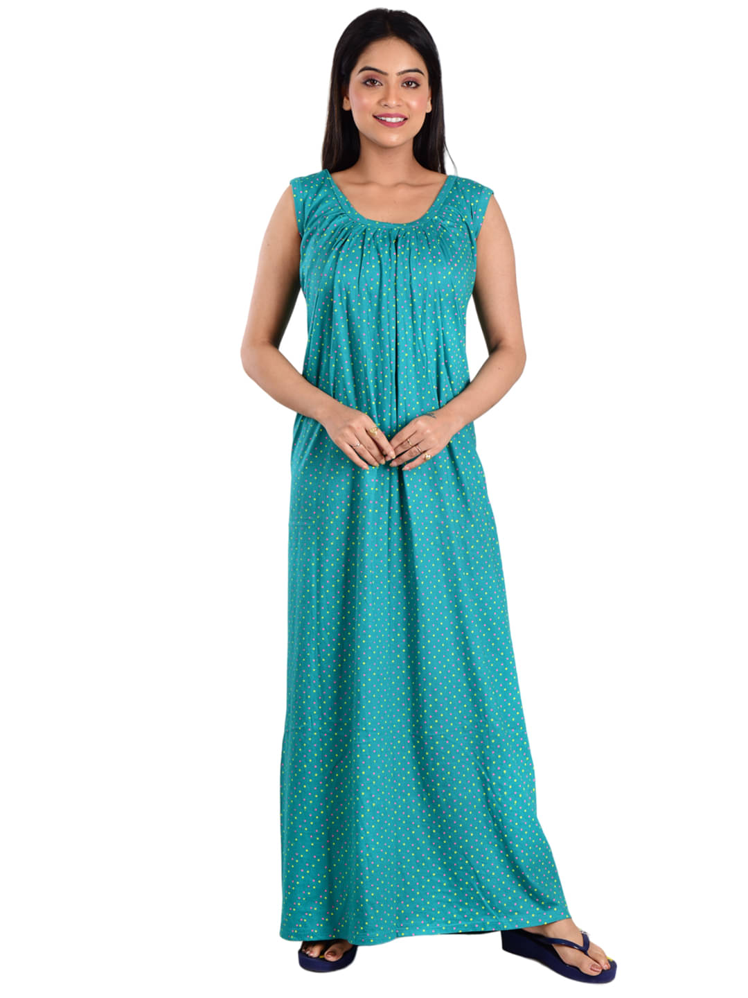 PIYALI'S CREATION WOMEN'S Blue Hosiery Women's Nightwear Nighty & Night Gowns ( Pack of 1 ) PIYALI'S CREATION WOMEN'S Blue Hosiery Women's Nightwear Nighty & Night Gowns ( Pack of 1 )