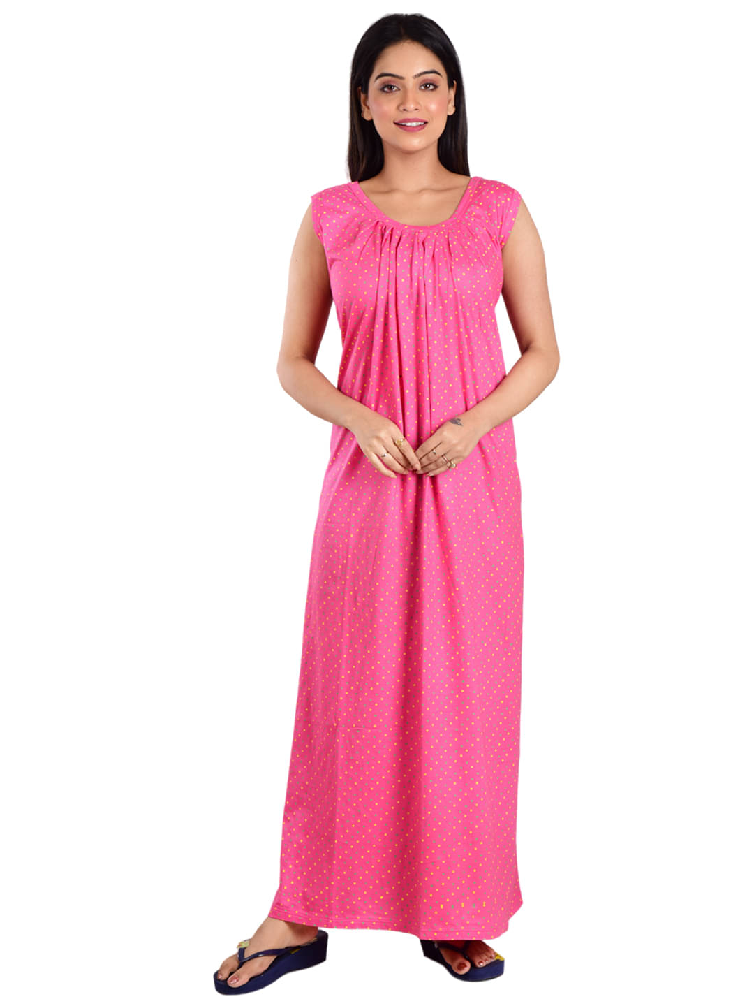 PIYALI'S CREATION WOMEN'S Pink Hosiery Women's Nightwear Nighty & Night Gowns ( Pack of 1 ) PIYALI'S CREATION WOMEN'S Pink Hosiery Women's Nightwear Nighty & Night Gowns ( Pack of 1 )