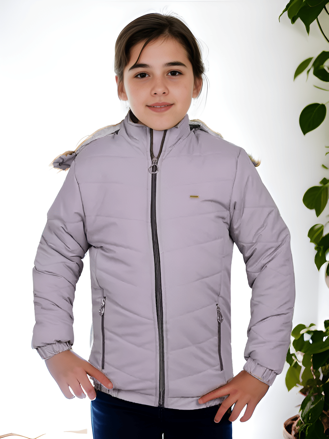 PLUS PARADISE Girls Polyester Quilted & Bomber For ( Pack of 1 , Grey ) PLUS PARADISE Girls Polyester Quilted & Bomber For ( Pack of 1 , Grey )
