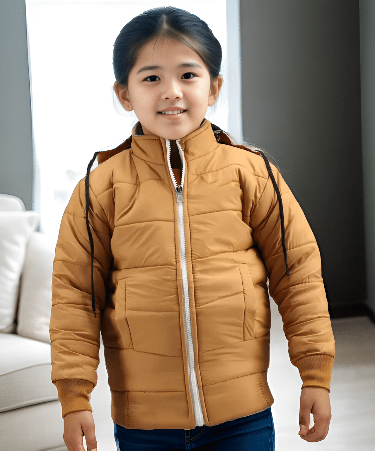 PLUS PARADISE Girls Polyester Quilted & Bomber For ( Pack of 1 , Mustard ) PLUS PARADISE Girls Polyester Quilted & Bomber For ( Pack of 1 , Mustard )