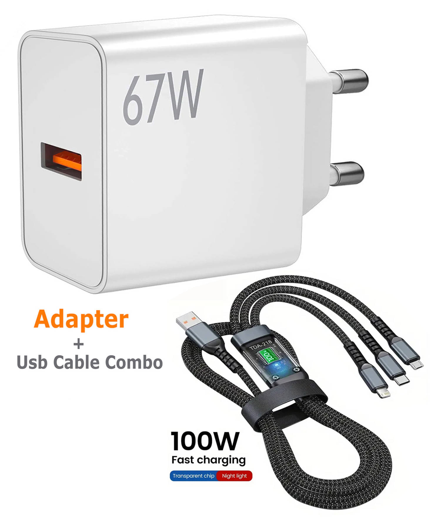     			Retailstore Fast Charging Combo 100W 3-in-1 Charging cable 67Watt Adapter Combo 1