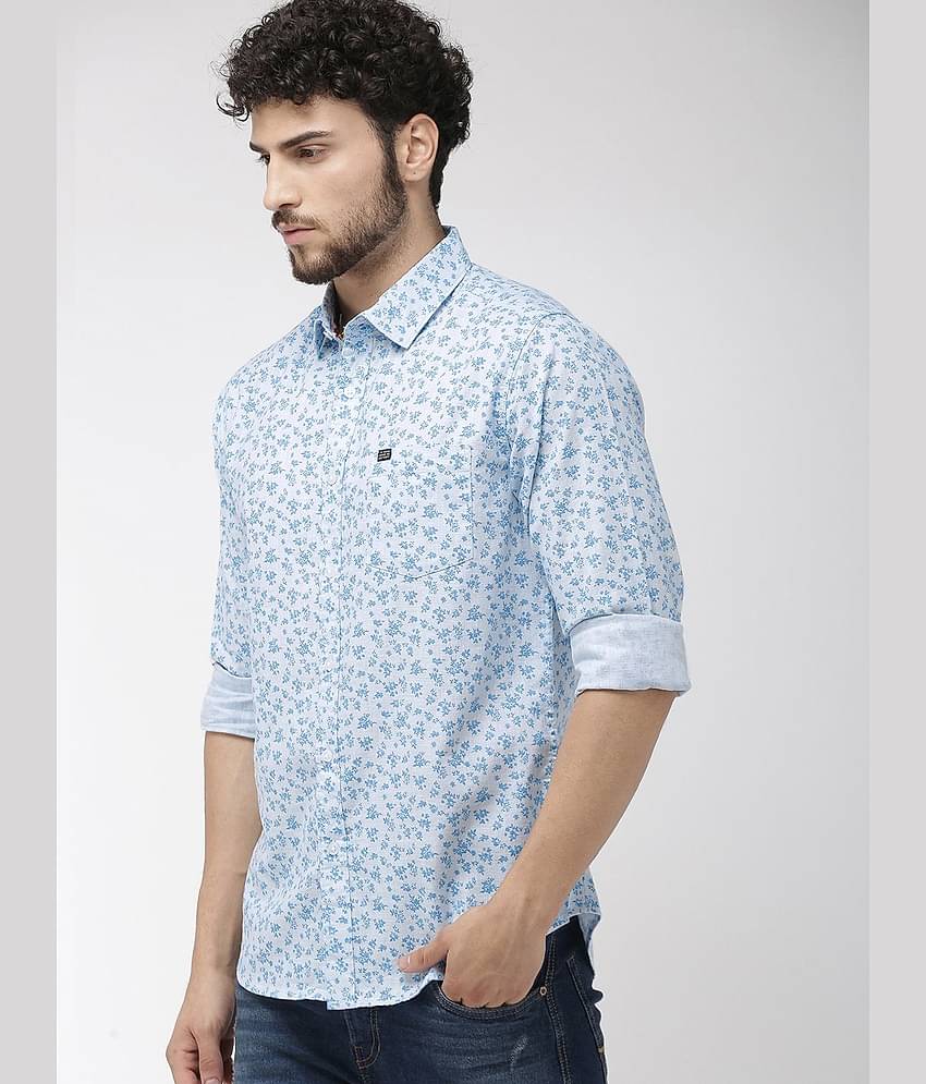 The Indian Garage Co Men Blue Slim Fit Printed Casual Shirt