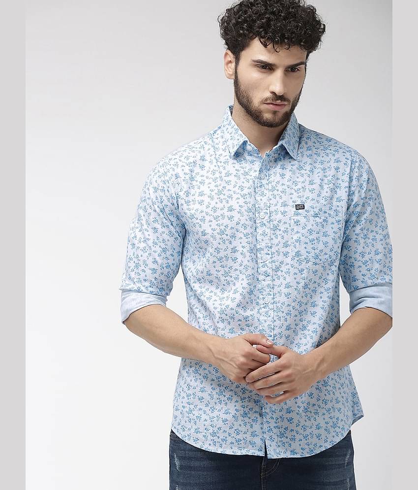 The Indian Garage Co Men Blue Slim Fit Printed Casual Shirt