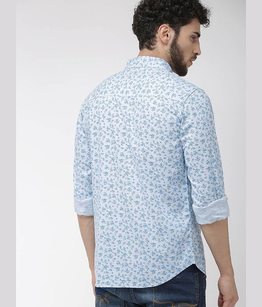 The Indian Garage Co Men Blue Slim Fit Printed Casual Shirt