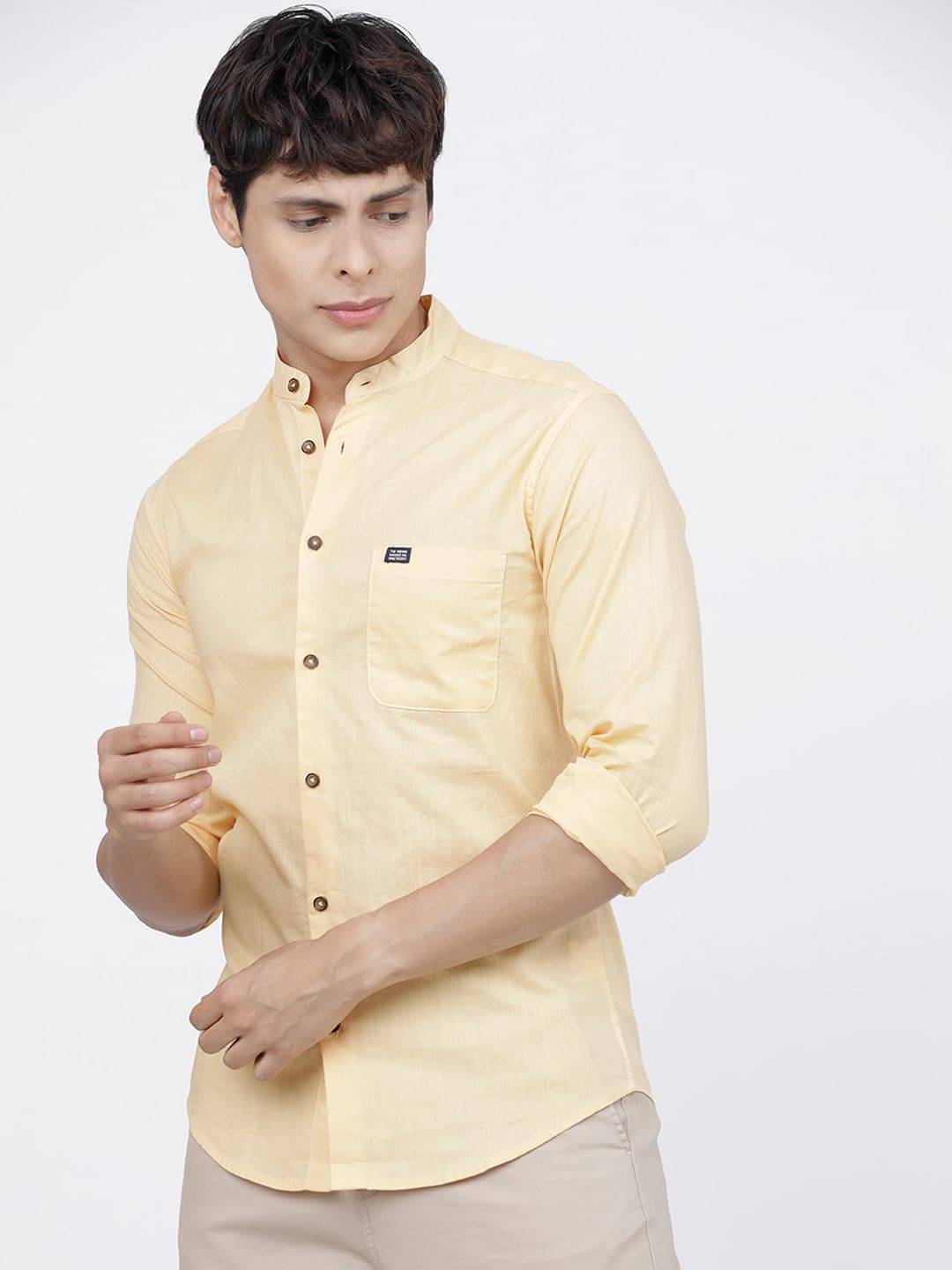 The Indian Garage Co Men Yellow Casual Shirt     			The Indian Garage Co Men Yellow Casual Shirt