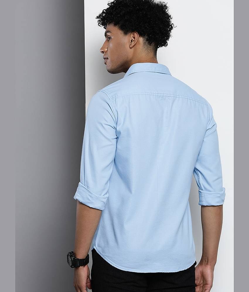 The Indian Garage Co Men Blue Slim Fit Horizontal Striped Casual Shirt