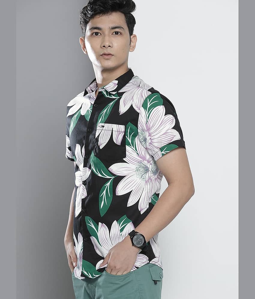 The Indian Garage Co Men Black Floral Regular Opaque Printed Casual Shirt