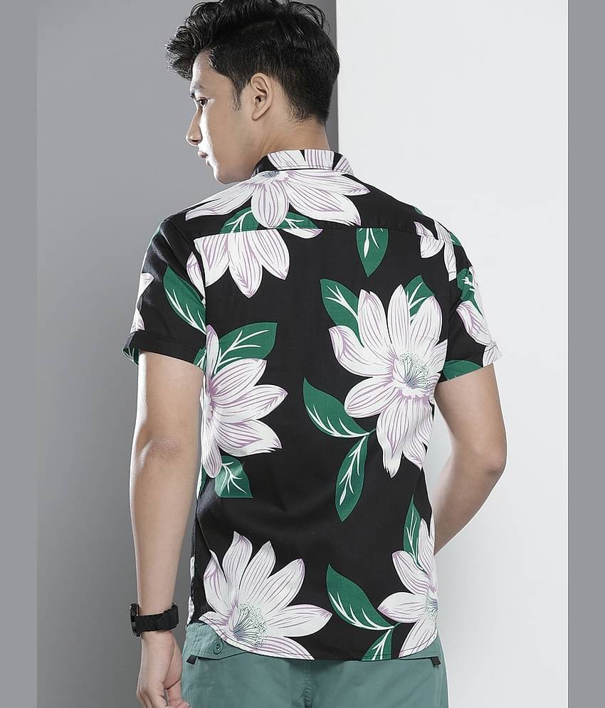 The Indian Garage Co Men Black Floral Regular Opaque Printed Casual Shirt