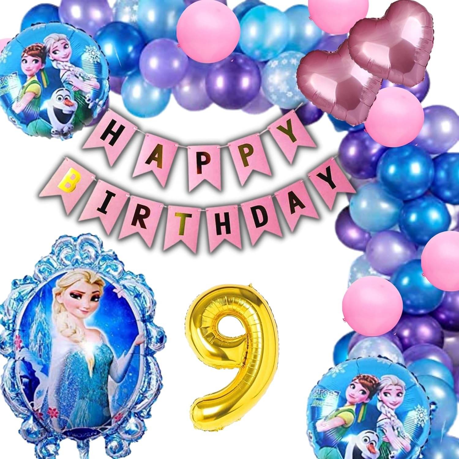     			Urban Classic Frozen  (9th Birthday)  Decoration theme pack of 60 pcs for boys and girls.(Red-Blue)