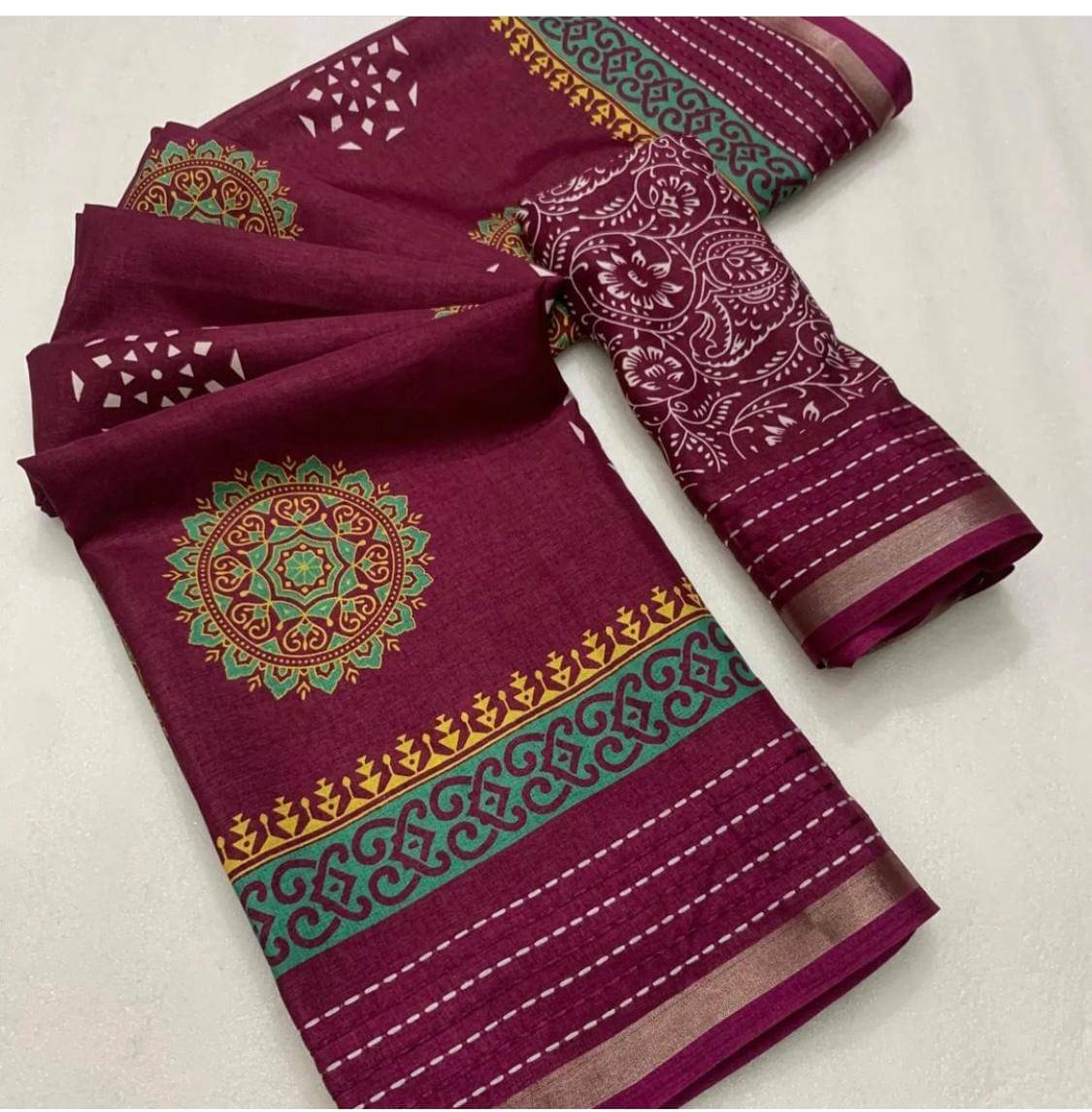 Bhuwal Fashion Art Silk Printed Saree With Unstitched Blouse Piece ( Magenta ) Bhuwal Fashion Art Silk Printed Saree With Unstitched Blouse Piece ( Magenta )