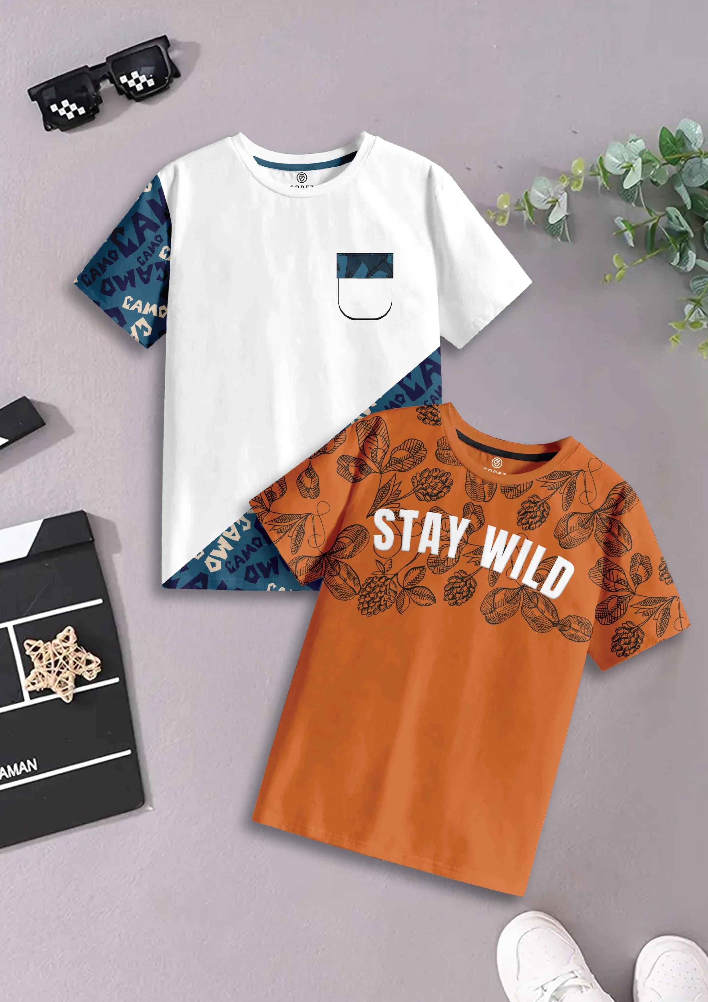    			CODEZ Pack of 2 Boys Cotton T-Shirt ( Multicolor 1 )