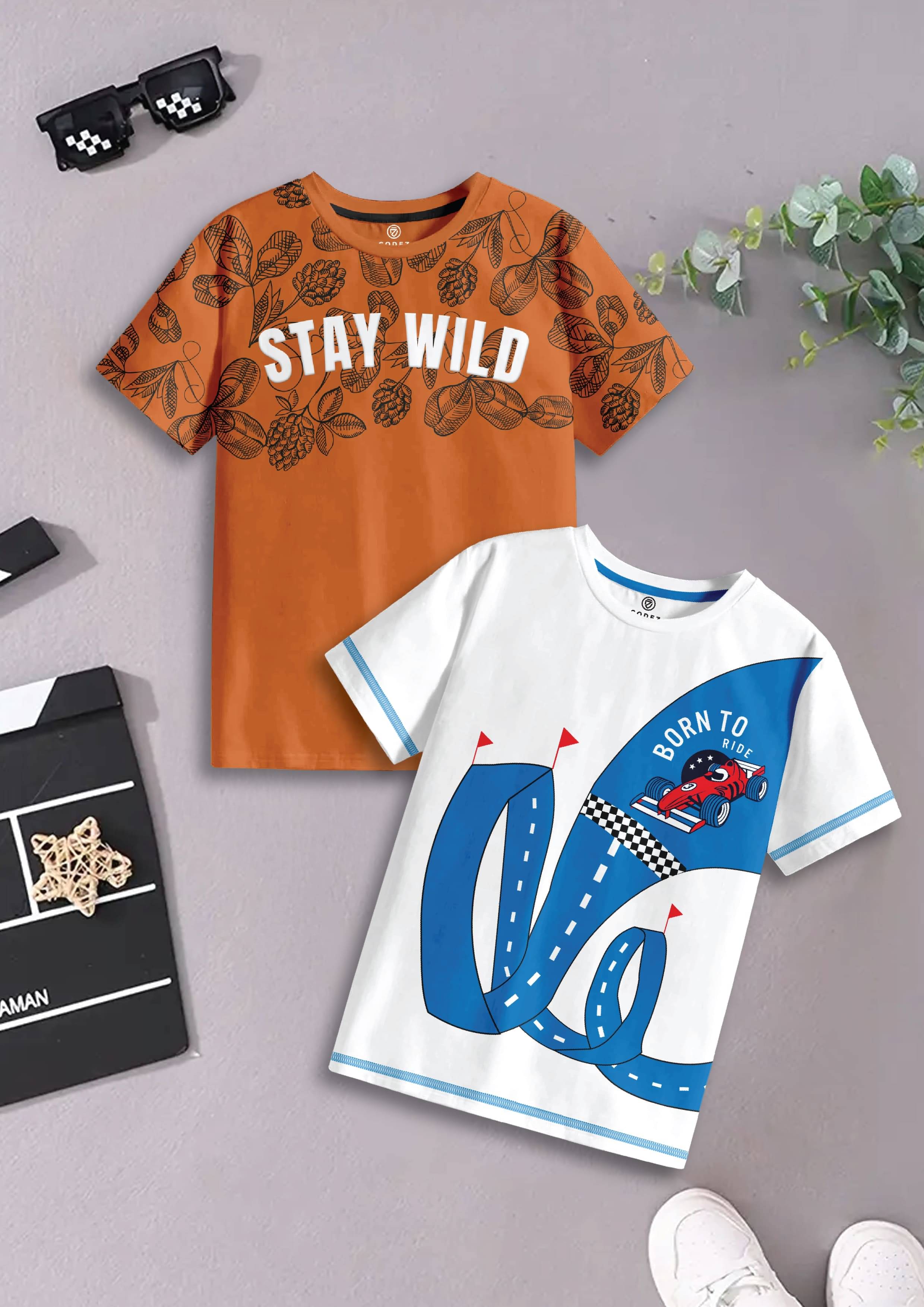     			CODEZ Pack of 2 Boys Cotton T-Shirt ( Multicolor 12 )