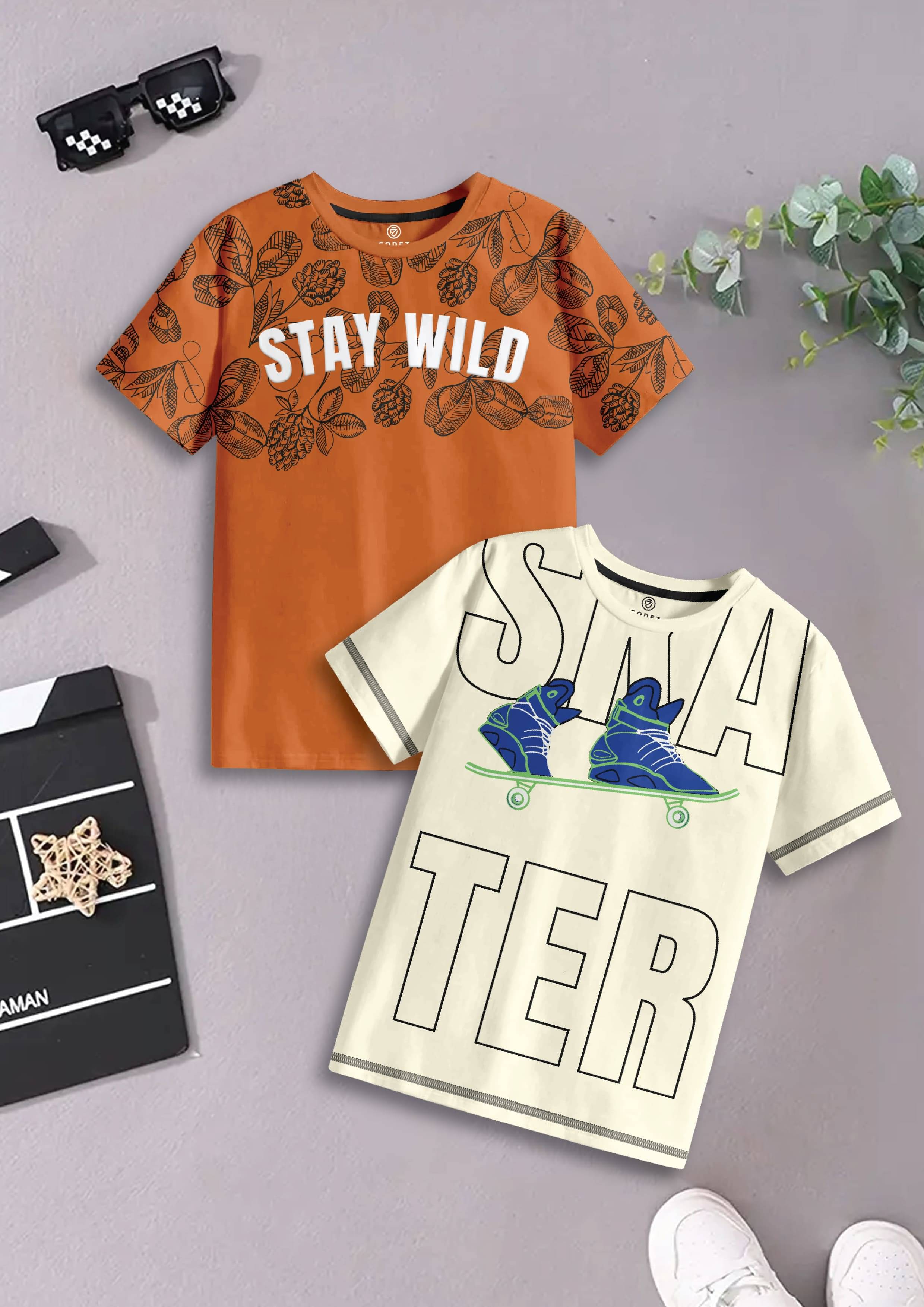     			CODEZ Pack of 2 Boys Cotton T-Shirt ( Multicolor 14 )
