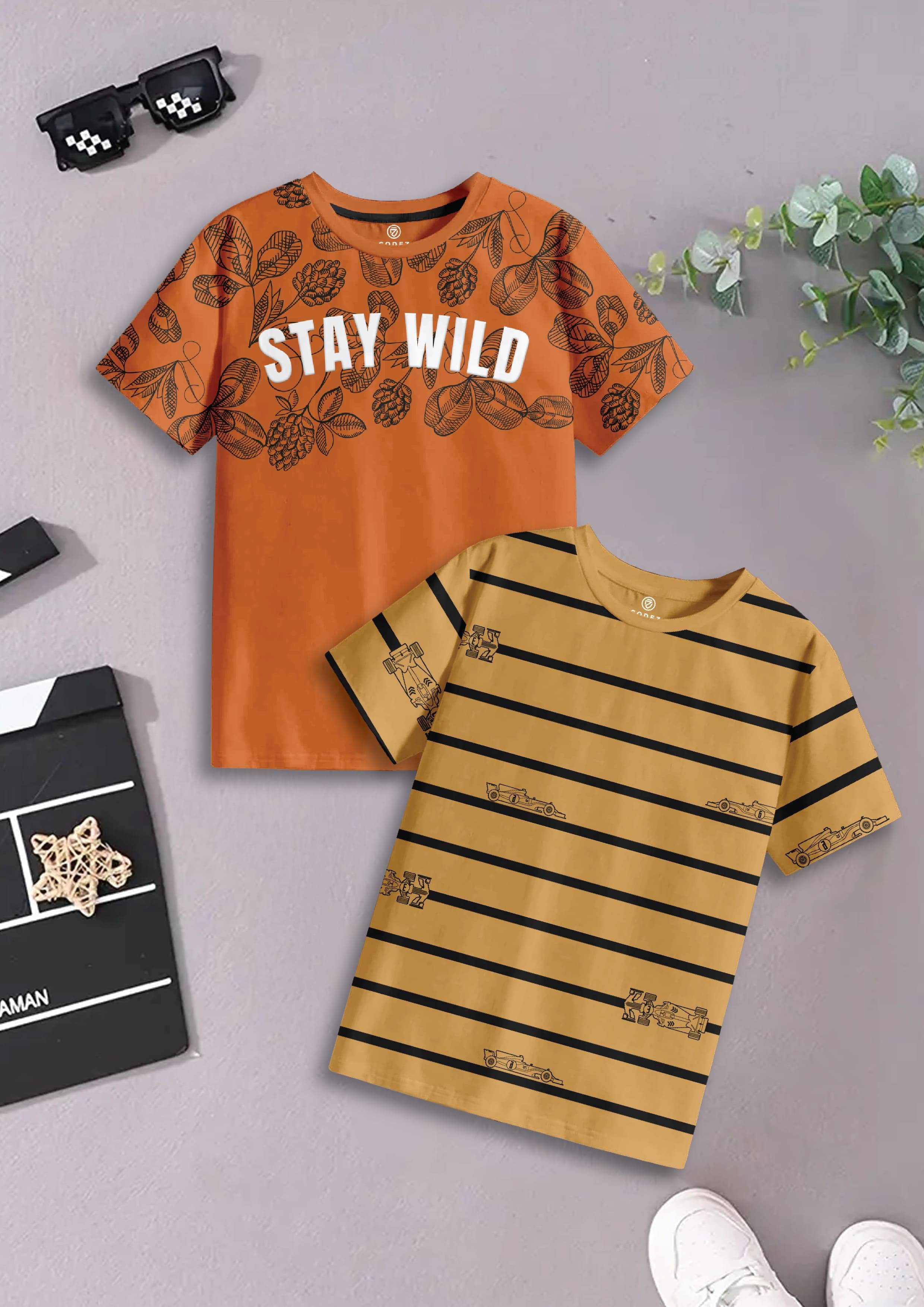     			CODEZ Pack of 2 Boys Cotton T-Shirt ( Multicolor 3 )