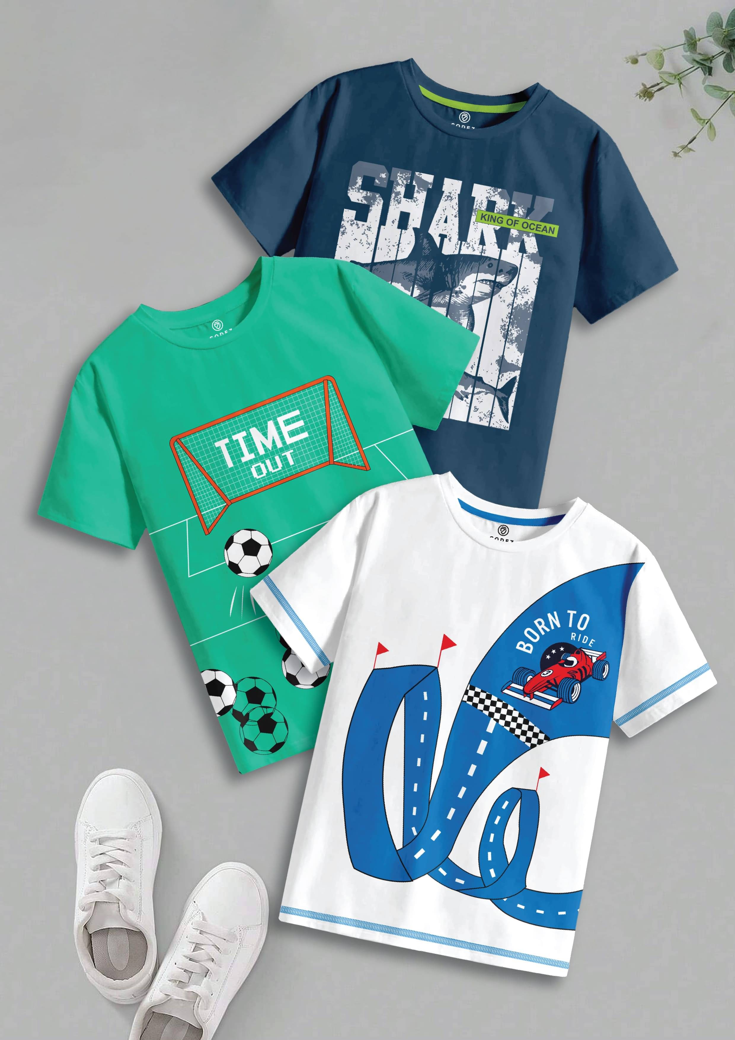     			CODEZ Pack of 3 Boys Cotton T-Shirt ( Multicolor 1 )