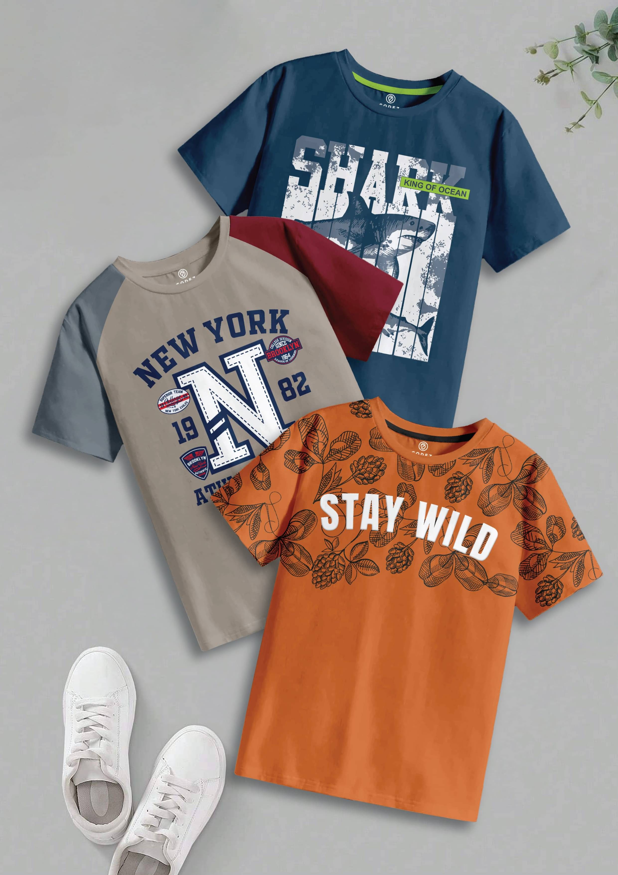     			CODEZ Pack of 4 Boys Cotton T-Shirt ( Multicolor 2 )
