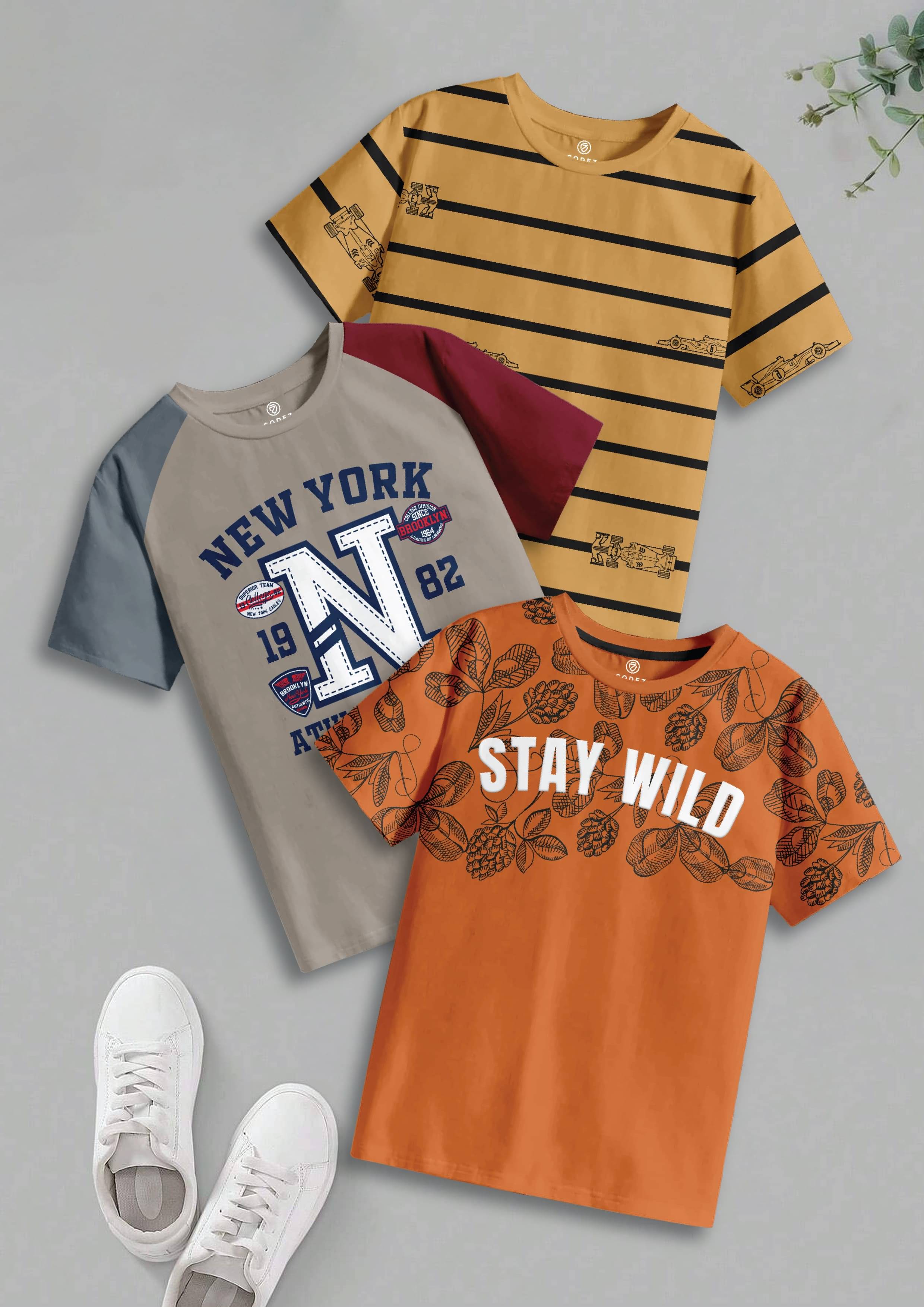     			CODEZ Pack of 1 Boys Cotton T-Shirt ( Multicolor )