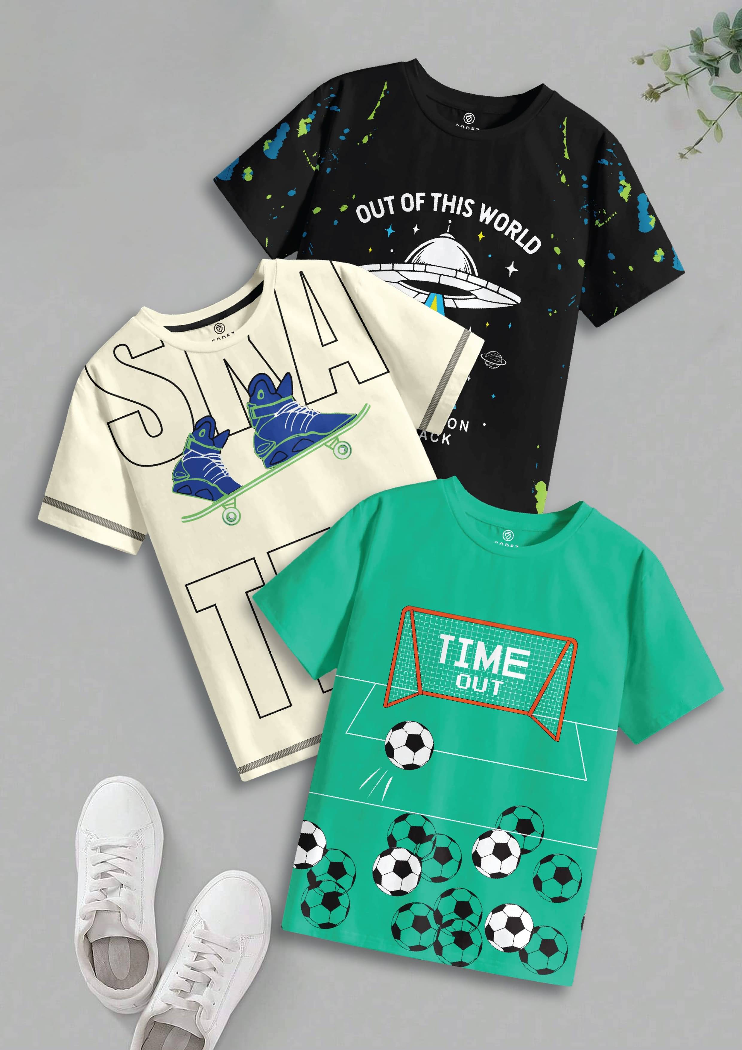     			CODEZ Pack of 1 Boys Cotton T-Shirt ( Multicolor 5 )