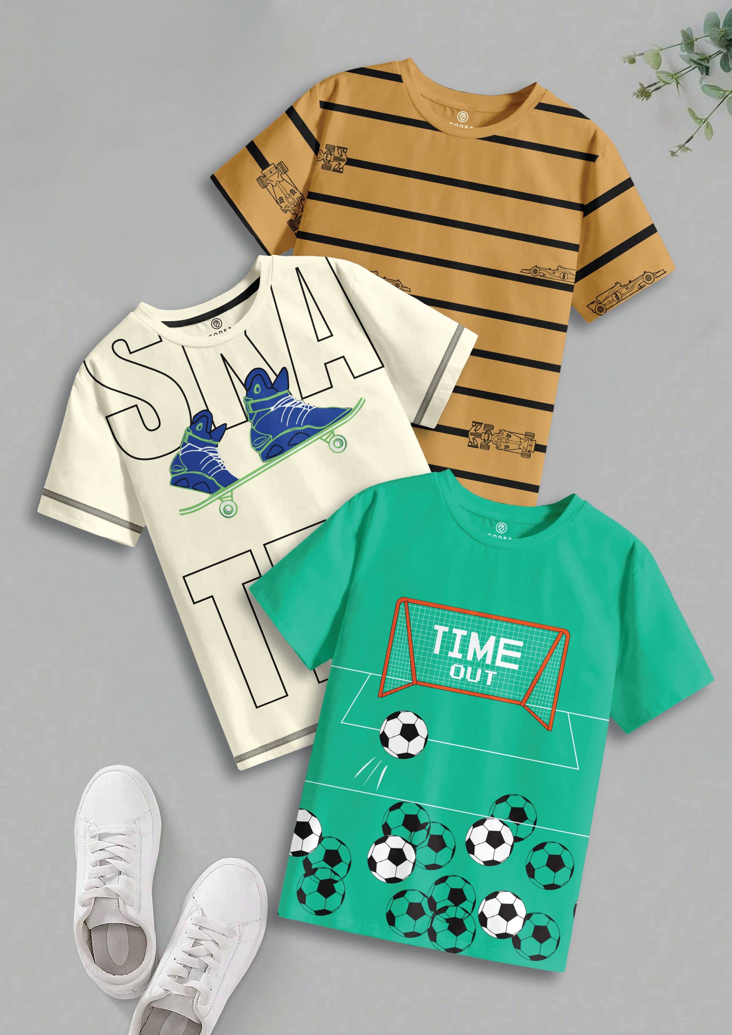     			CODEZ Pack of 3 Boys Cotton T-Shirt ( Multicolor 4 )
