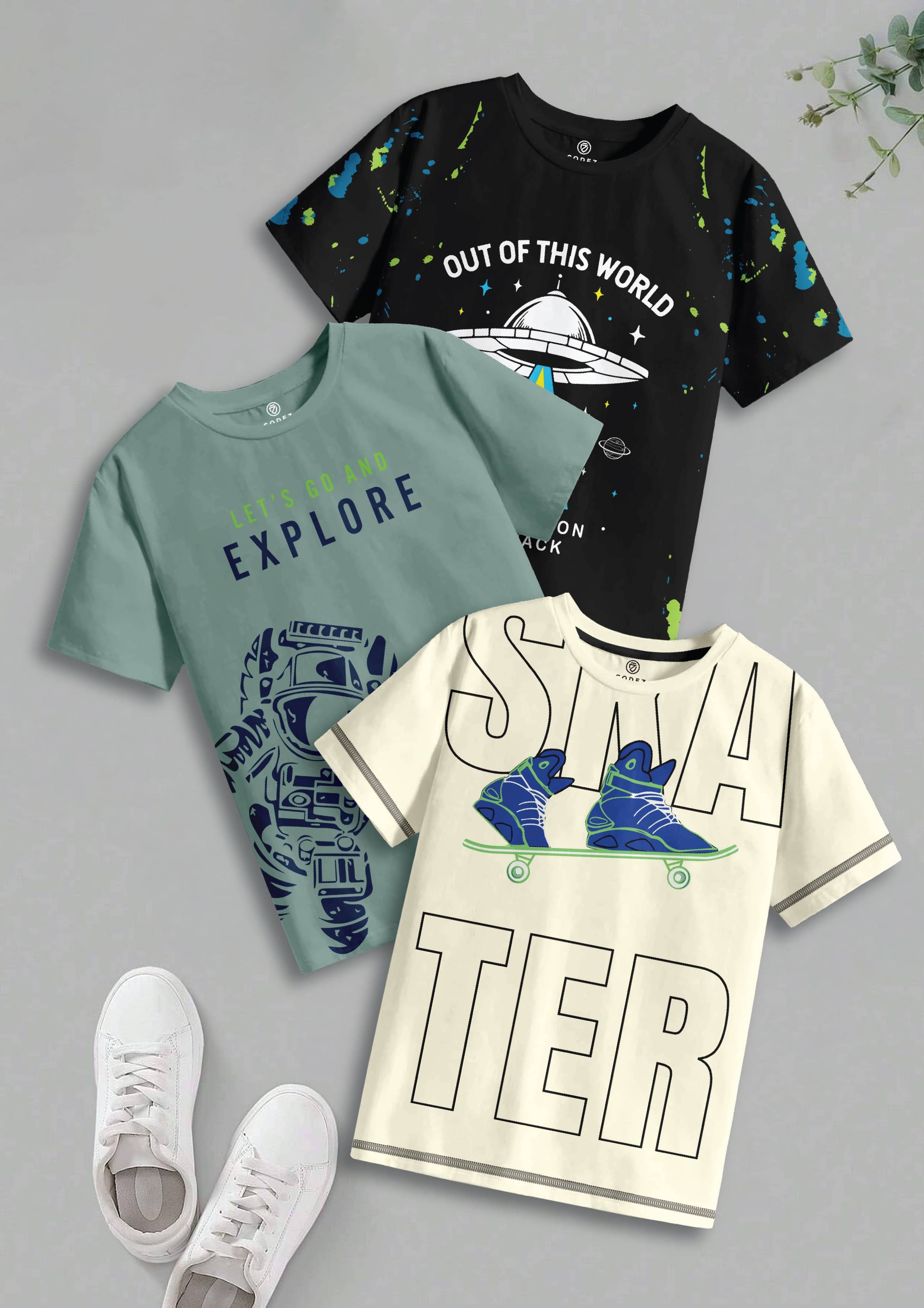     			CODEZ Pack of 1 Boys Cotton T-Shirt ( Multicolor 9 )