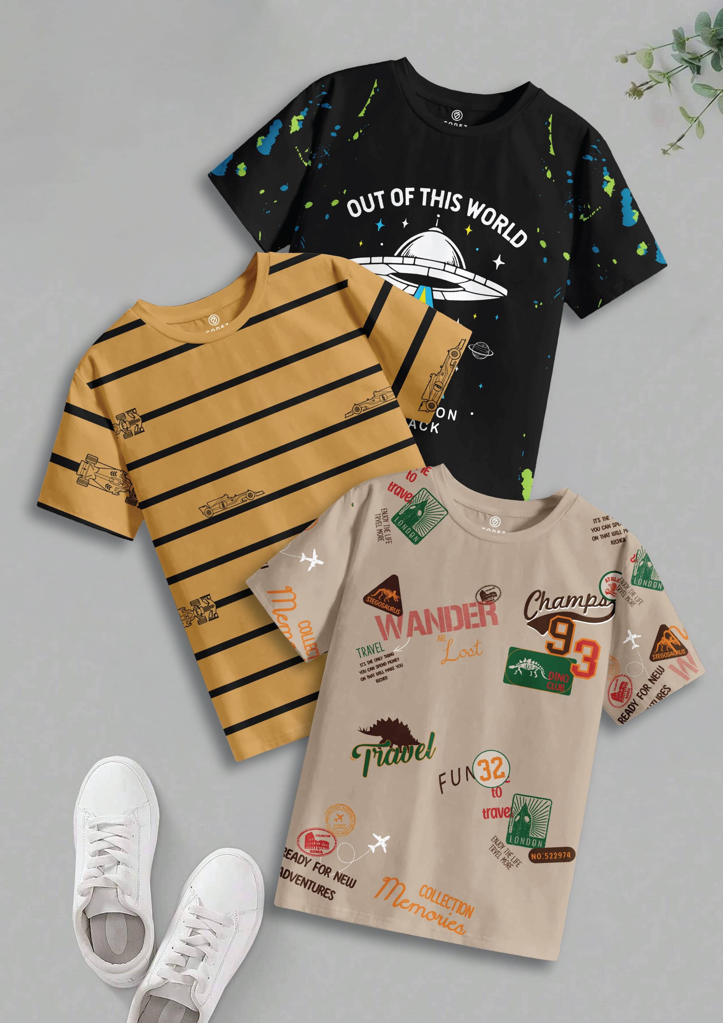     			CODEZ Pack of 3 Boys Cotton T-Shirt ( Multicolor 14 )