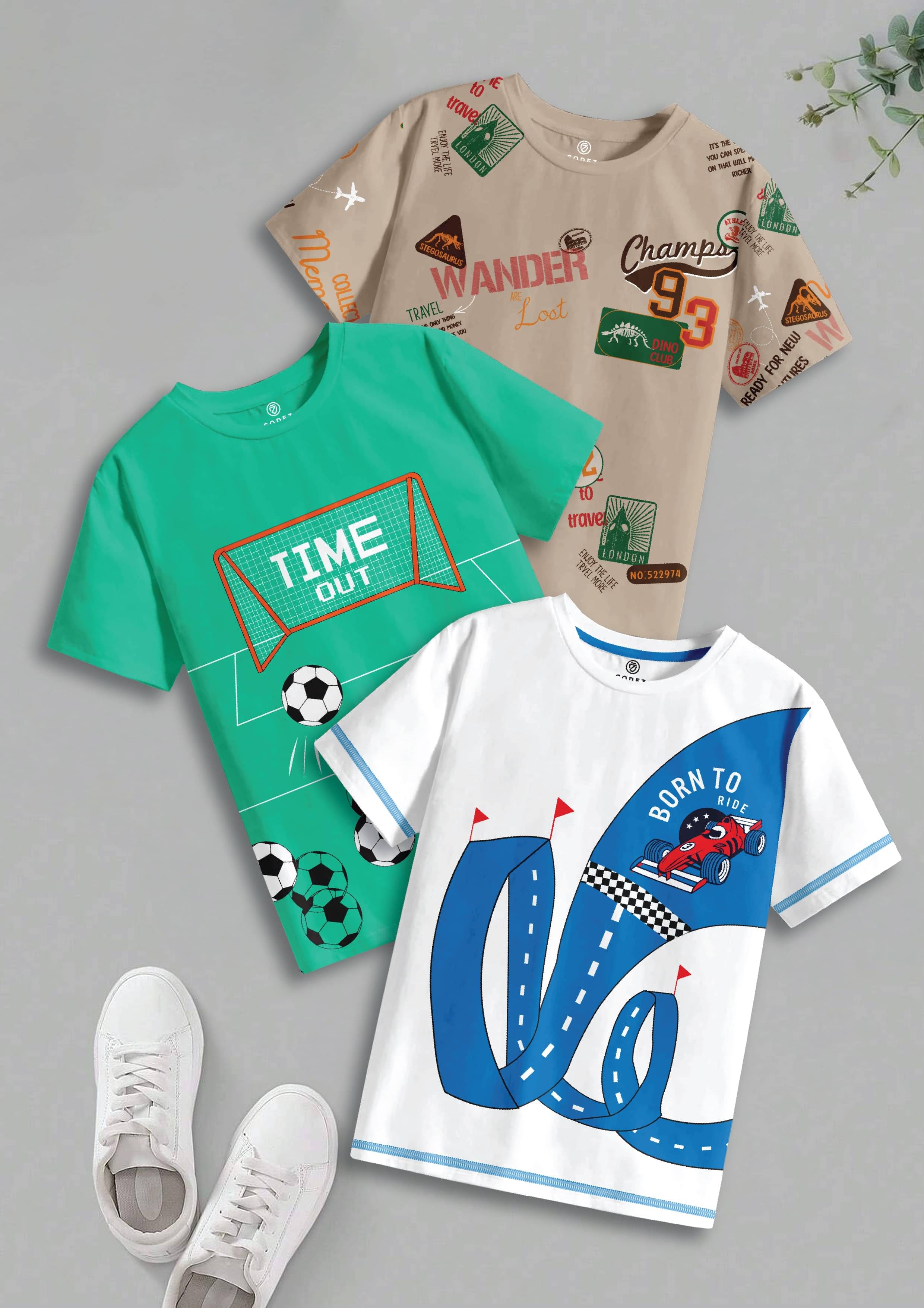     			CODEZ Pack of 1 Boys Cotton T-Shirt ( Multicolor 13 )