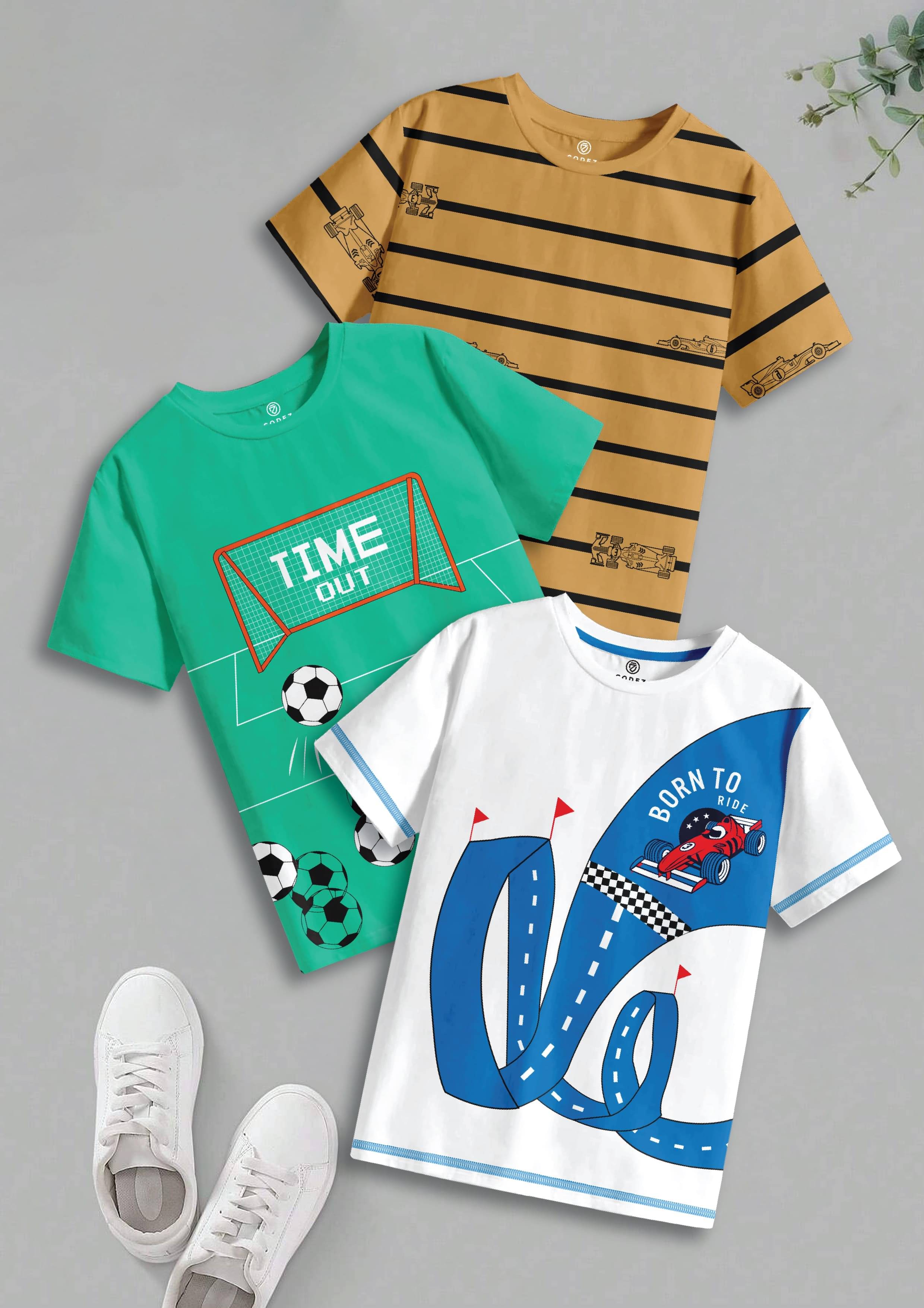     			CODEZ Pack of 3 Boys Cotton T-Shirt ( Multicolor 14 )