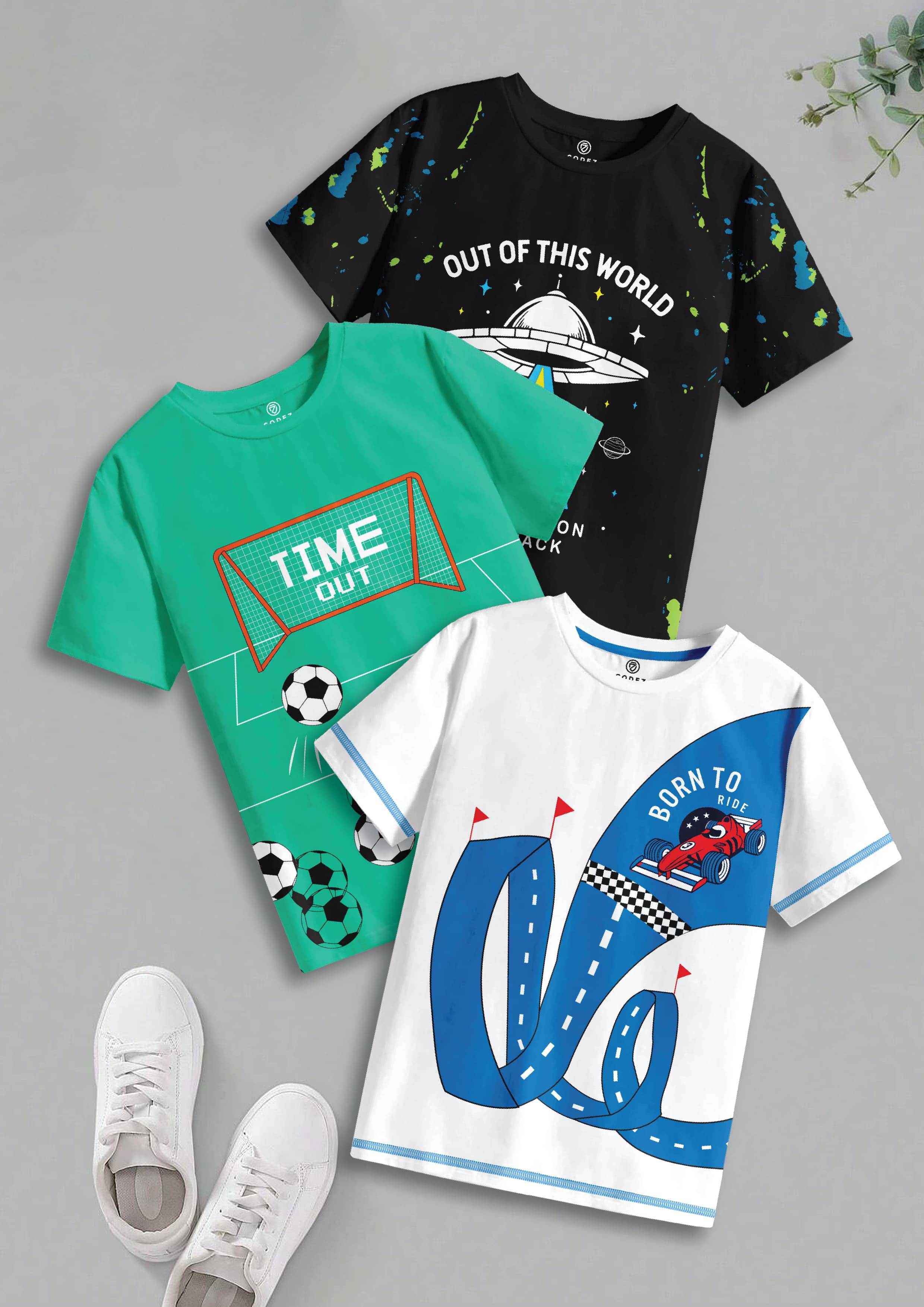     			CODEZ Pack of 1 Boys Cotton T-Shirt ( Multicolor 15 )