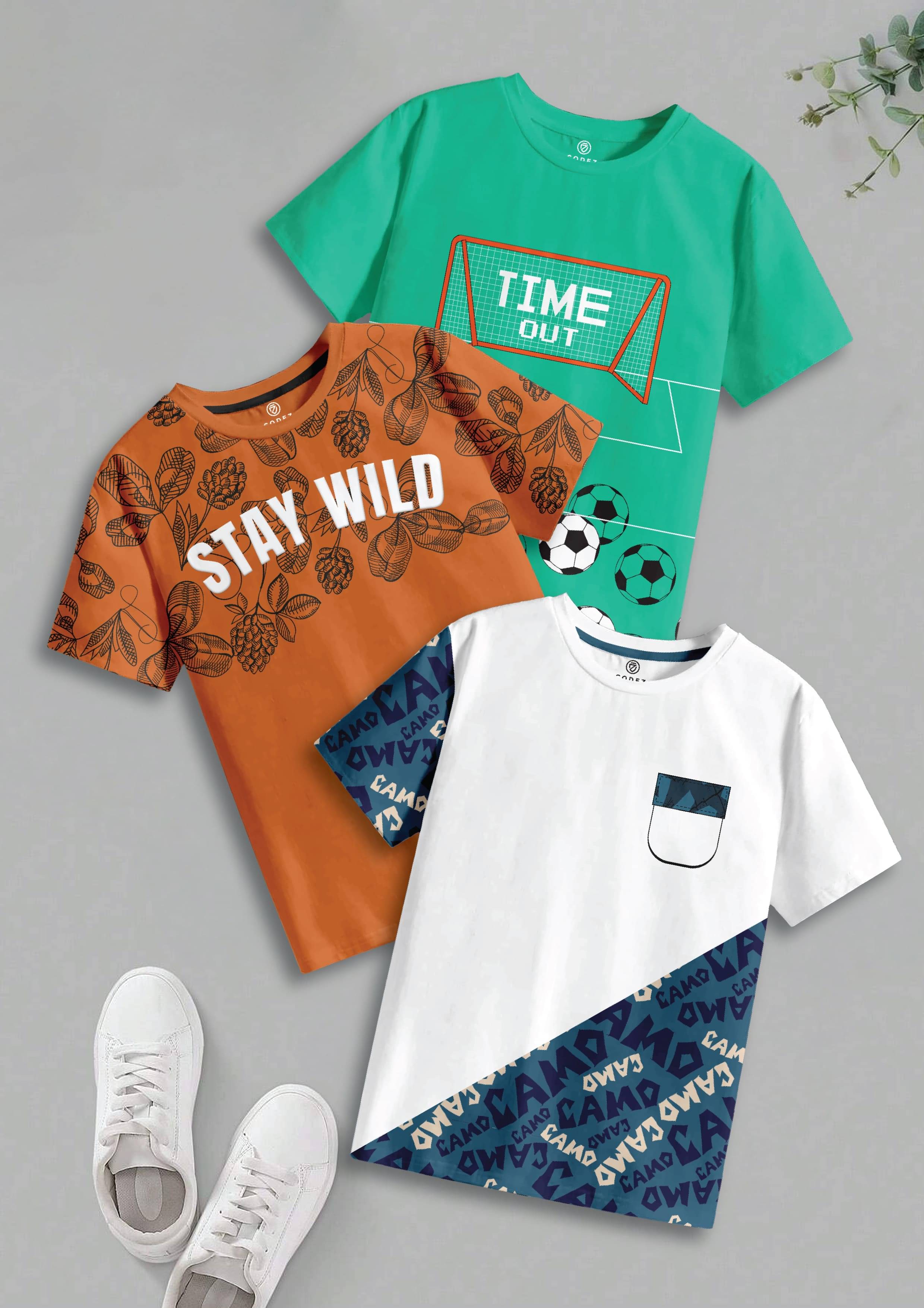     			CODEZ Pack of 2 Boys Cotton T-Shirt ( Multicolor 3 )