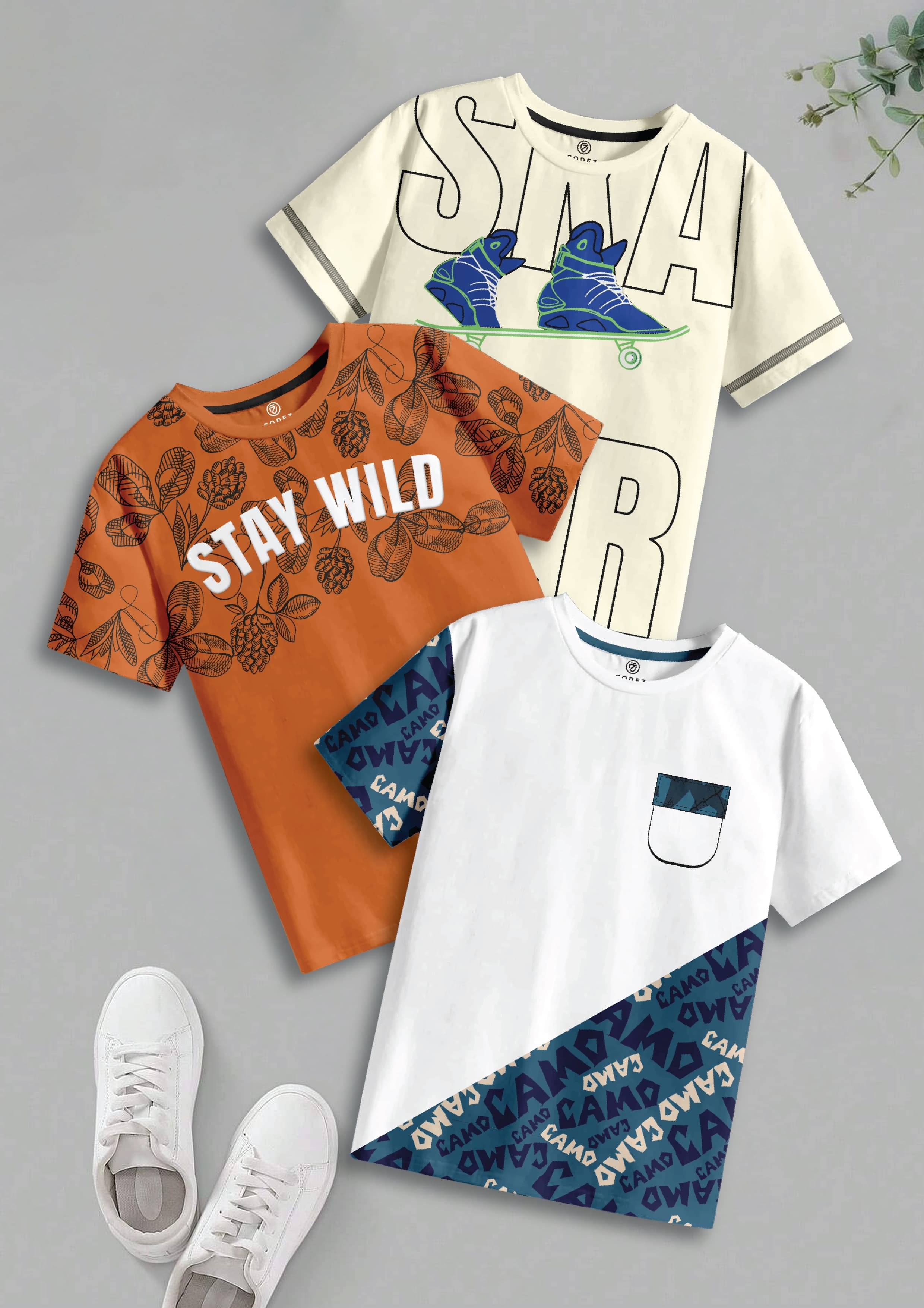    			CODEZ Pack of 5 Boys Cotton T-Shirt ( Multicolor 4 )