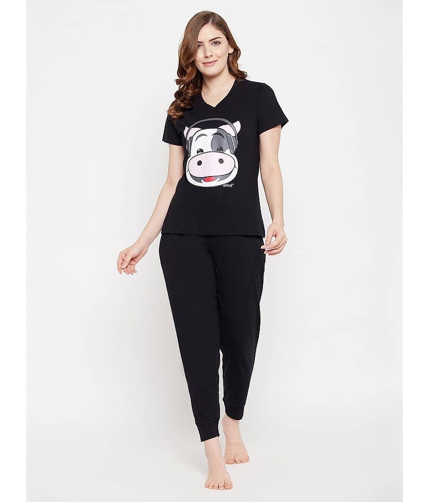 Clovia - Black Cotton Women's Nightwear Nightsuit Sets ( Pack of 1 ) - Nightwear & Loungewear | Buy online on ZillyBuy