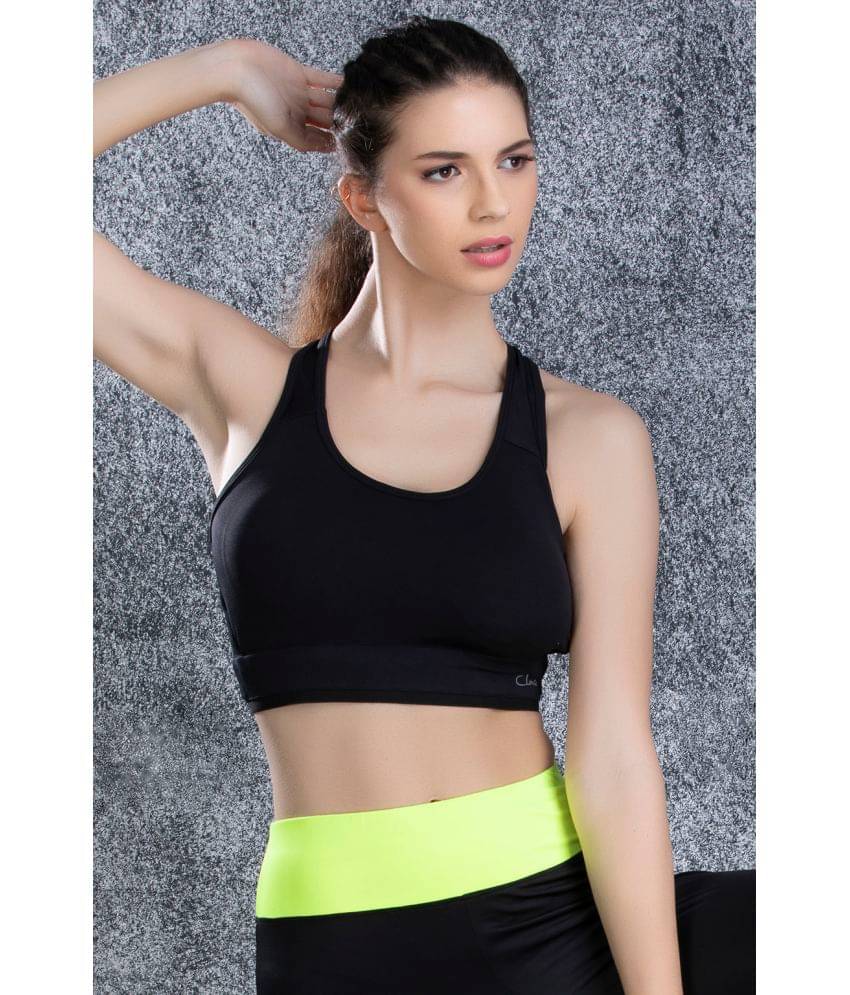 Clovia - Black Polyester Lightly Padded Women's Sports Bra ( Pack of 1 ) Clovia - Black Polyester Lightly Padded Women's Sports Bra ( Pack of 1 )