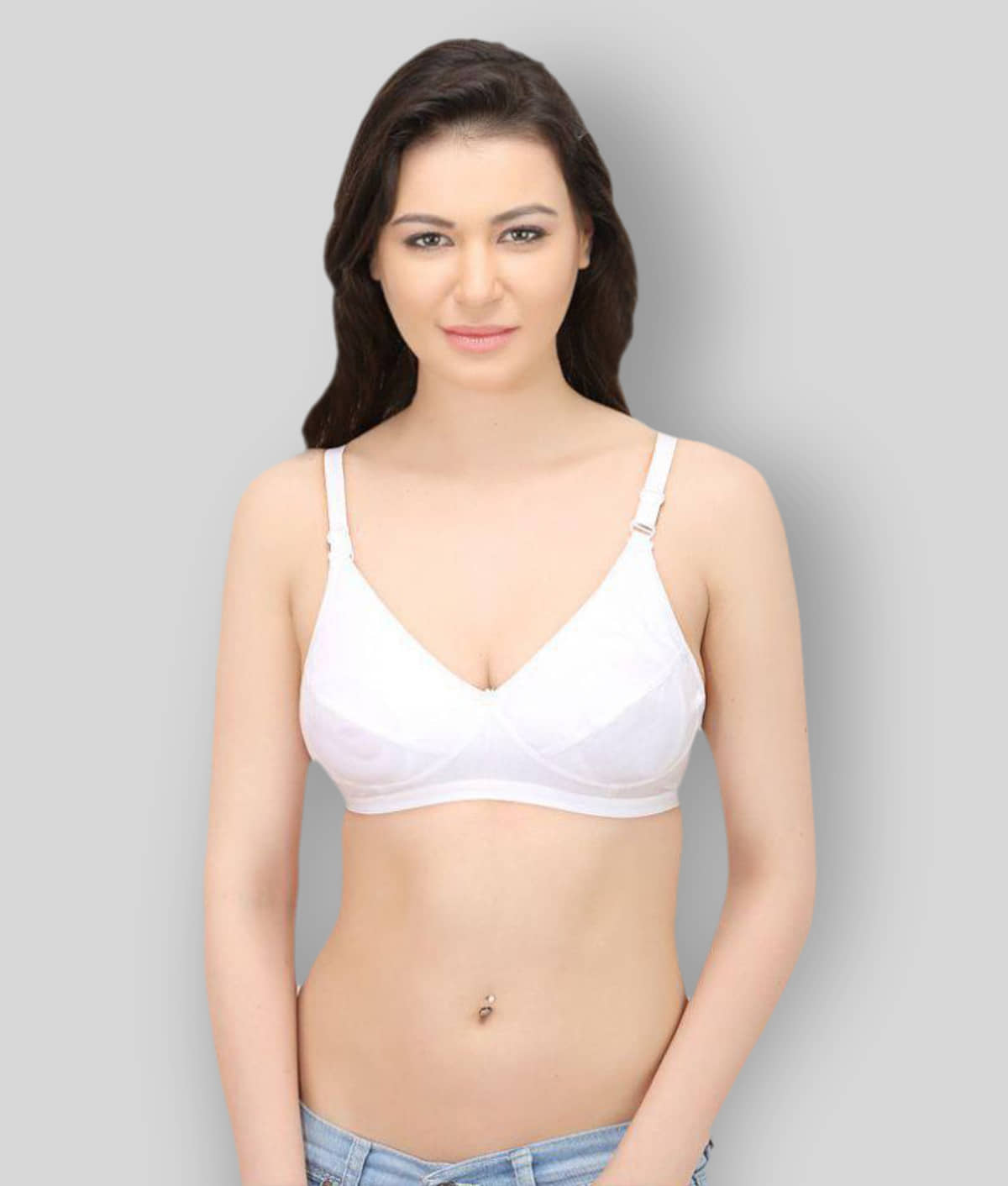 Elina White Cotton Bra